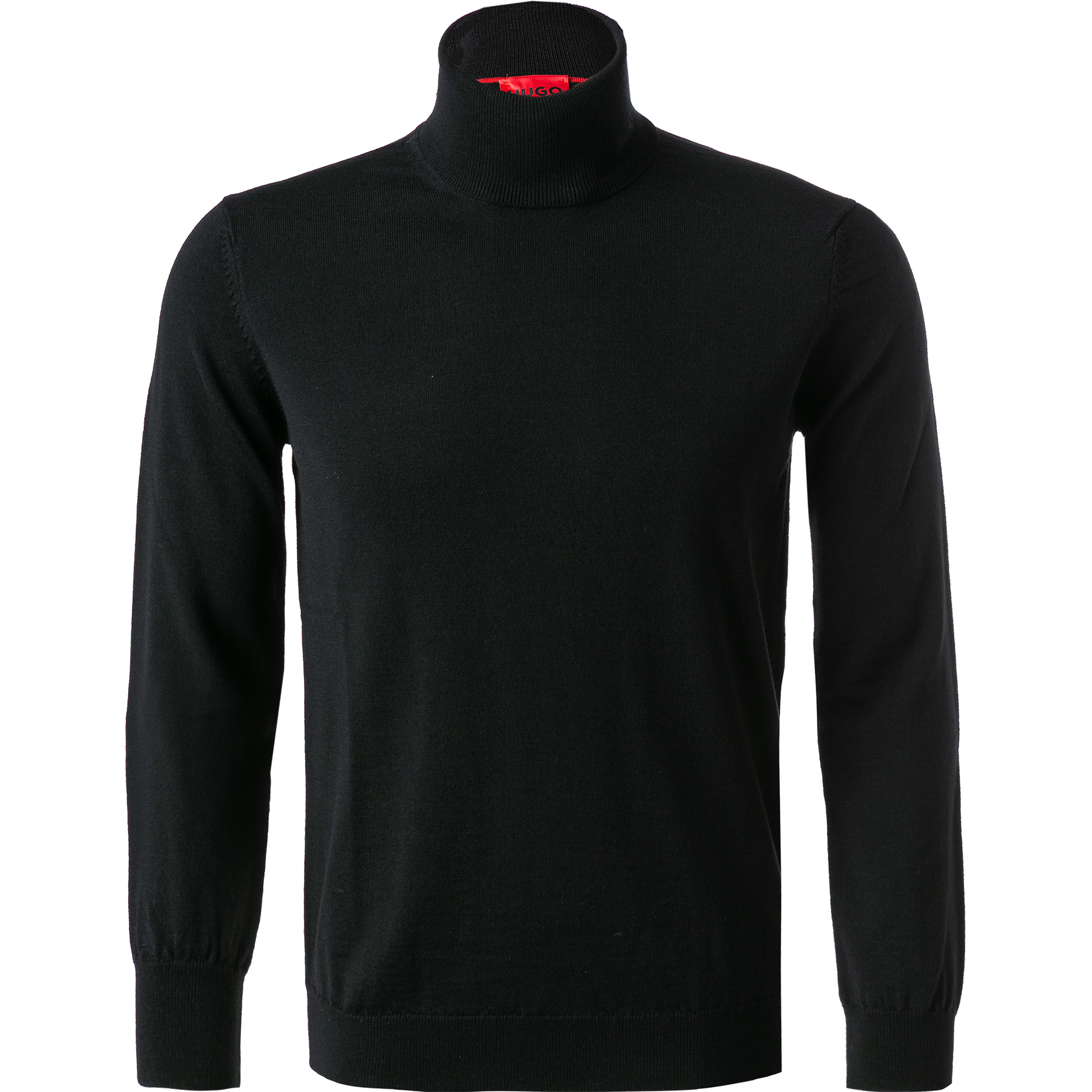 HUGO Herren Rollkragenpullover schwarz unifarben