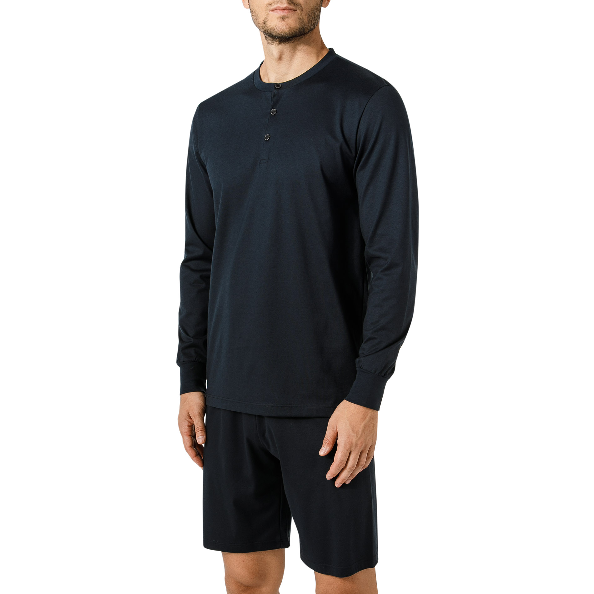 CALIDA Herren Longsleeve blau Jersey-Baumwolle