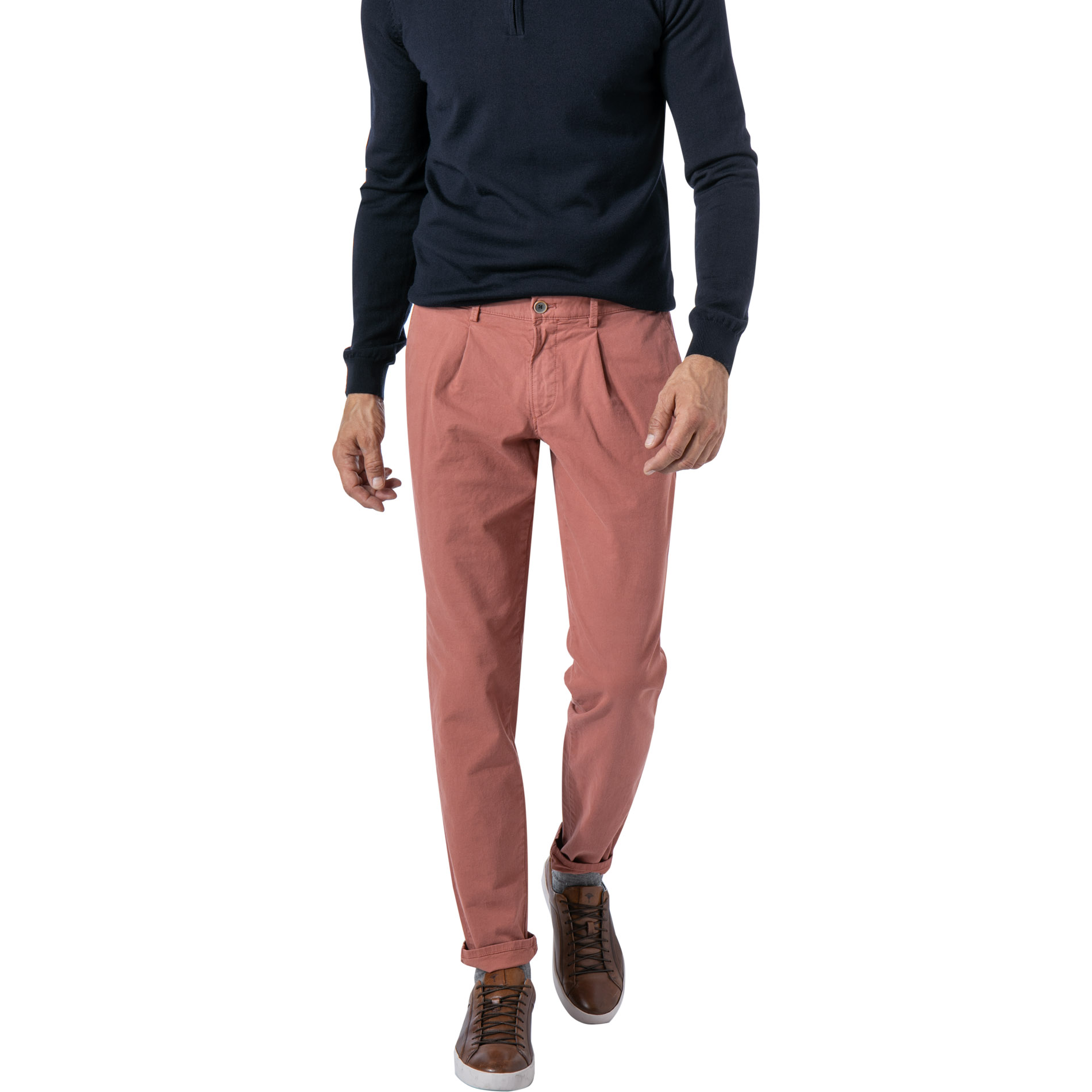 HILTL Herren Hose rot Baumwolle Slim Fit