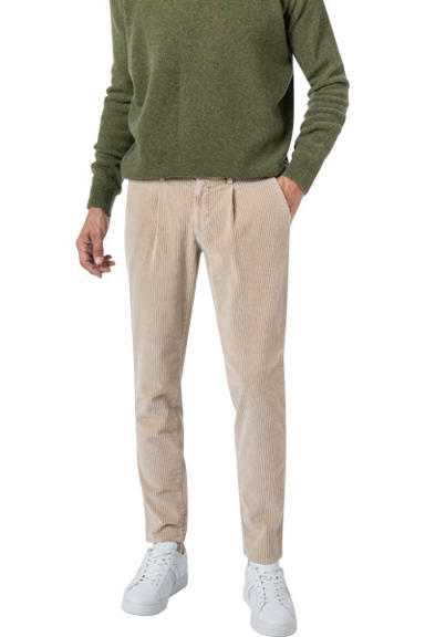 Bundfaltenhose Turin, Slim Fit, Cord, sand