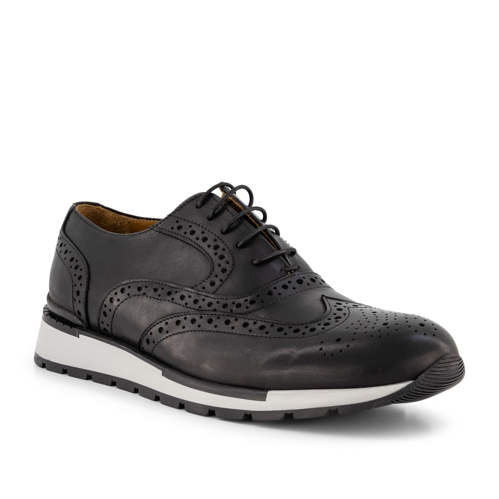 Prime Shoes Herren Sneaker schwarz Glattleder