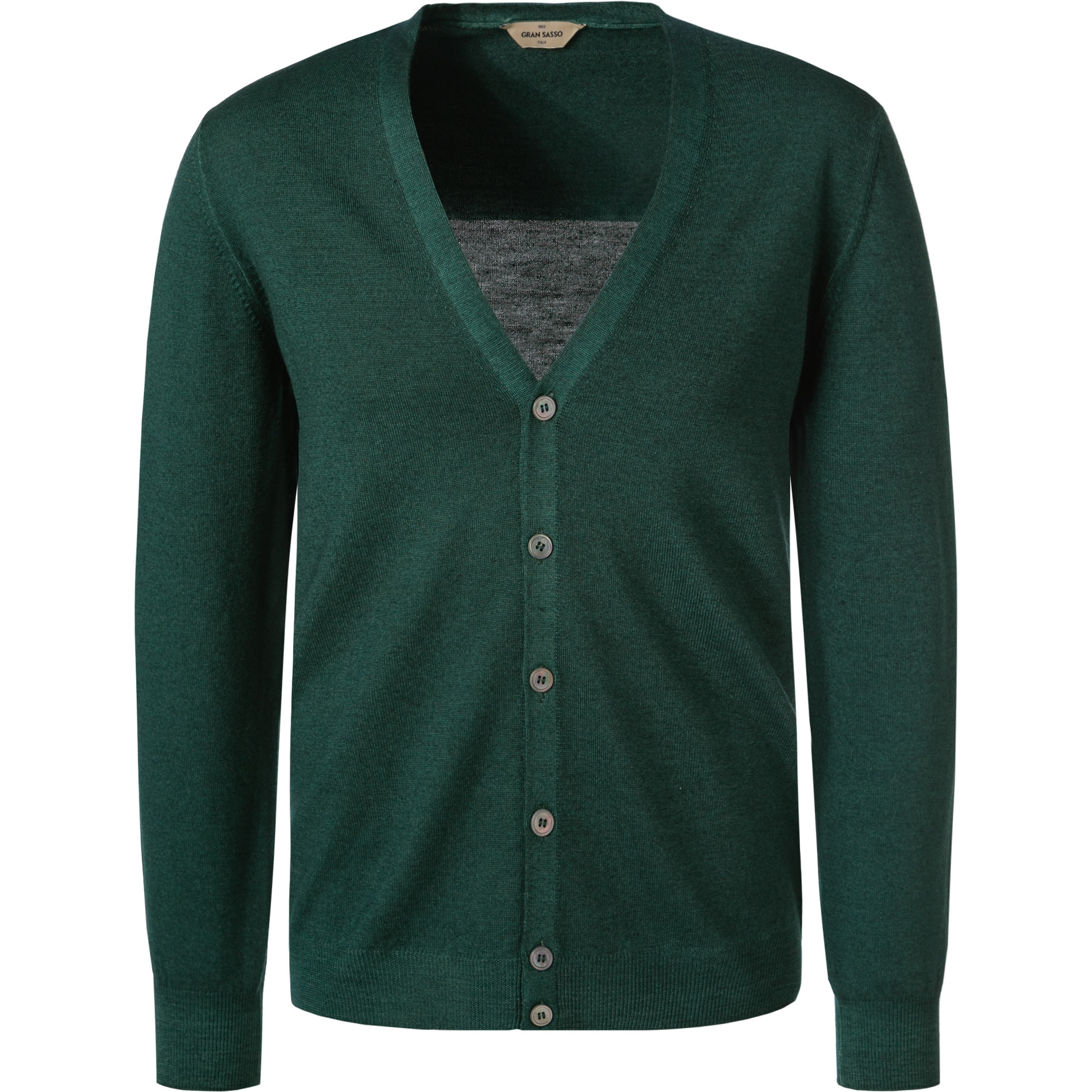 Gran Sasso Herren Cardigan grün Schurwolle unifarben