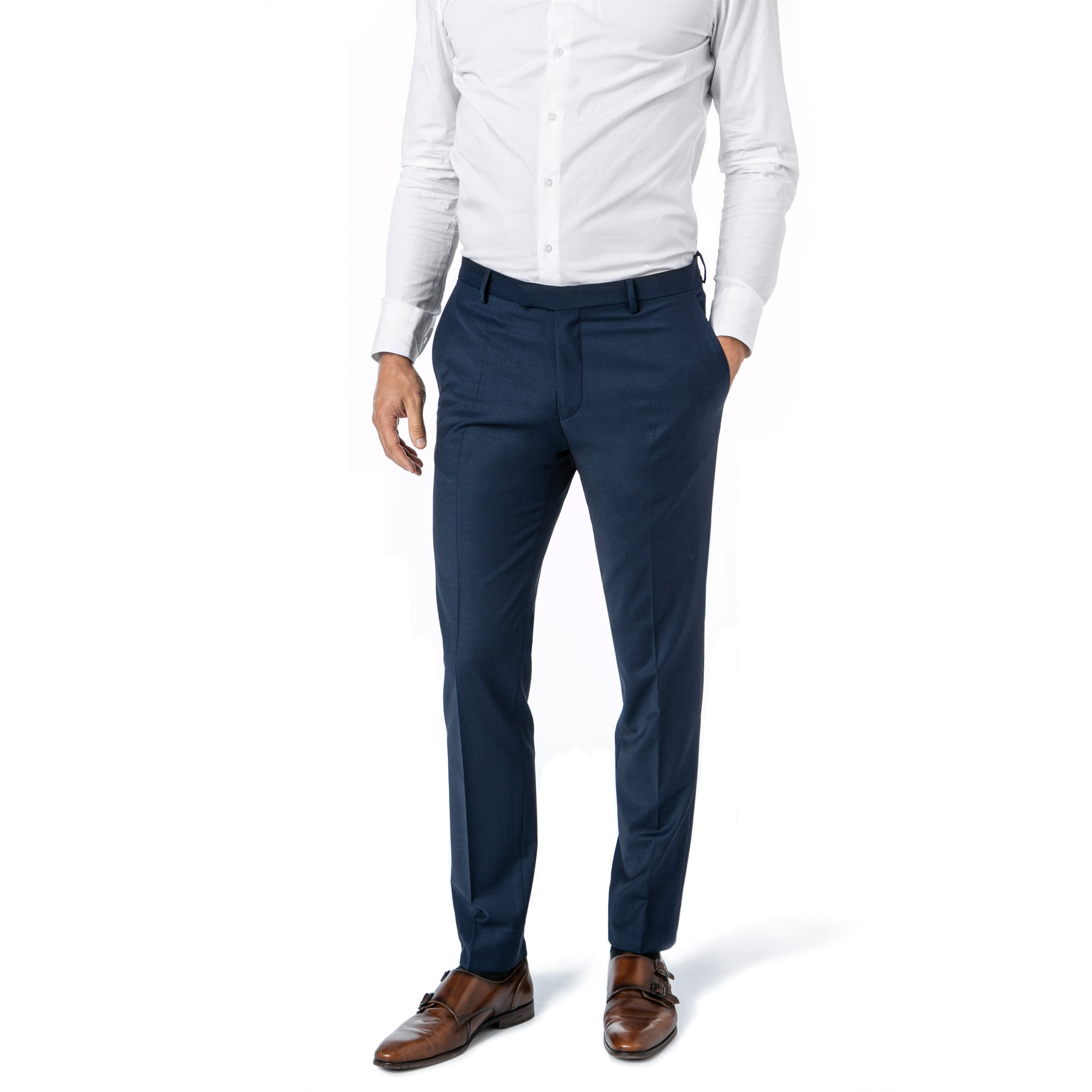 HECHTER PARIS Herren Hose blau meliert