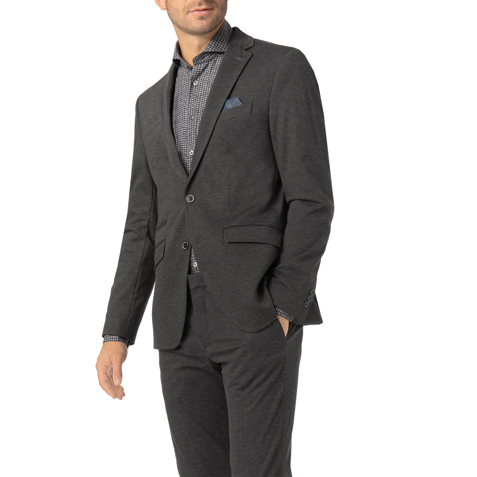 Pierre Cardin Herren Sakko grau Jersey meliert