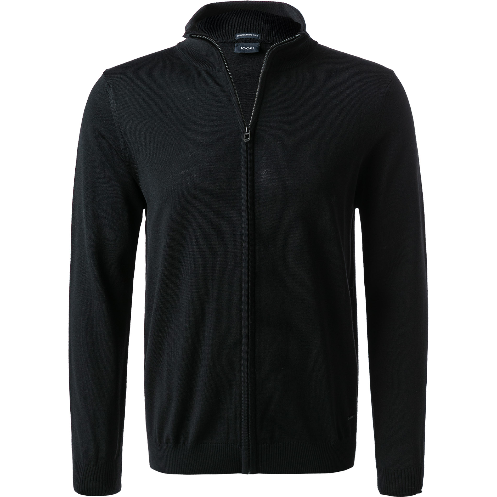JOOP! Herren Cardigan schwarz Merinowolle unifarben