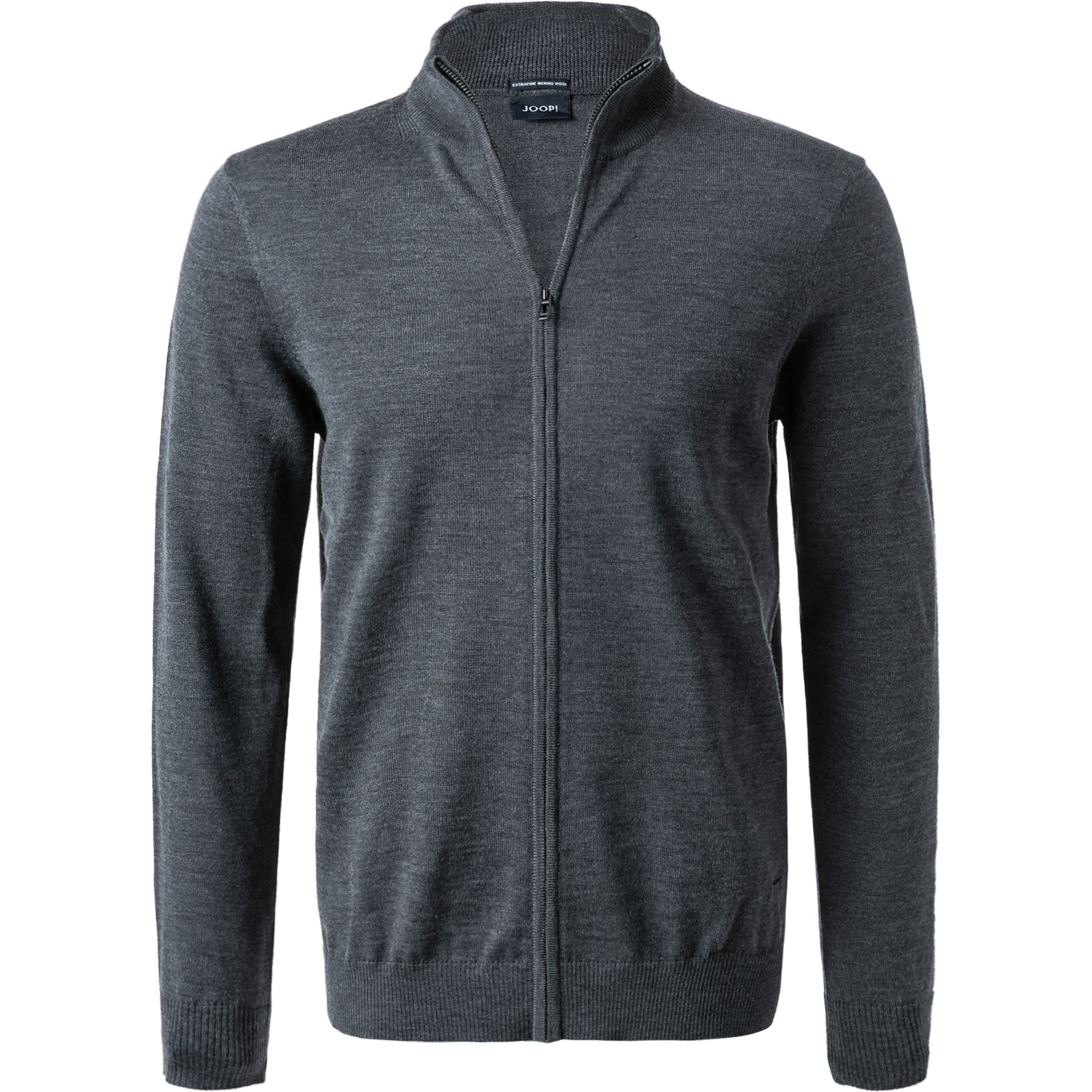 JOOP! Herren Cardigan grau Merinowolle unifarben