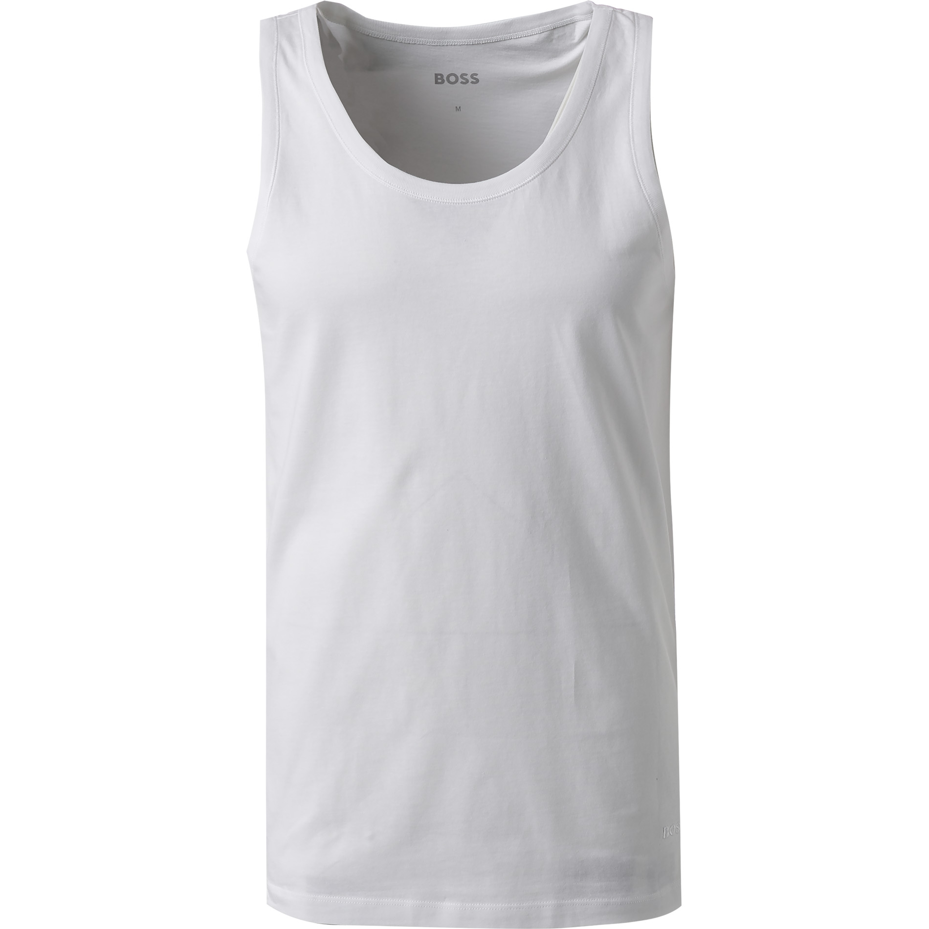 BOSS Black Herren Tank Top weiß Reine Baumwolle unifarben