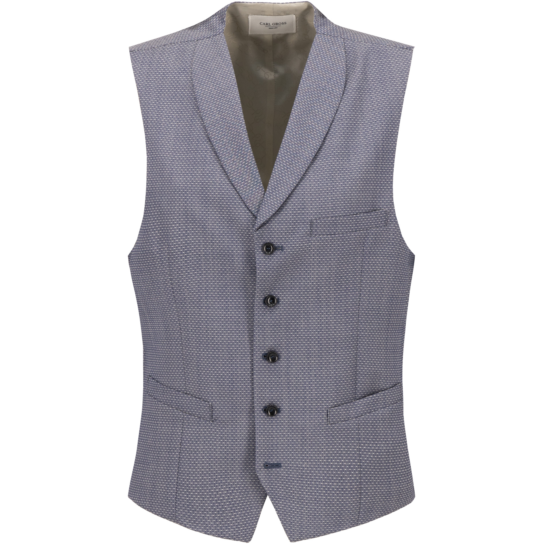 Carl Gross Herren Weste blau Schurwolle meliert