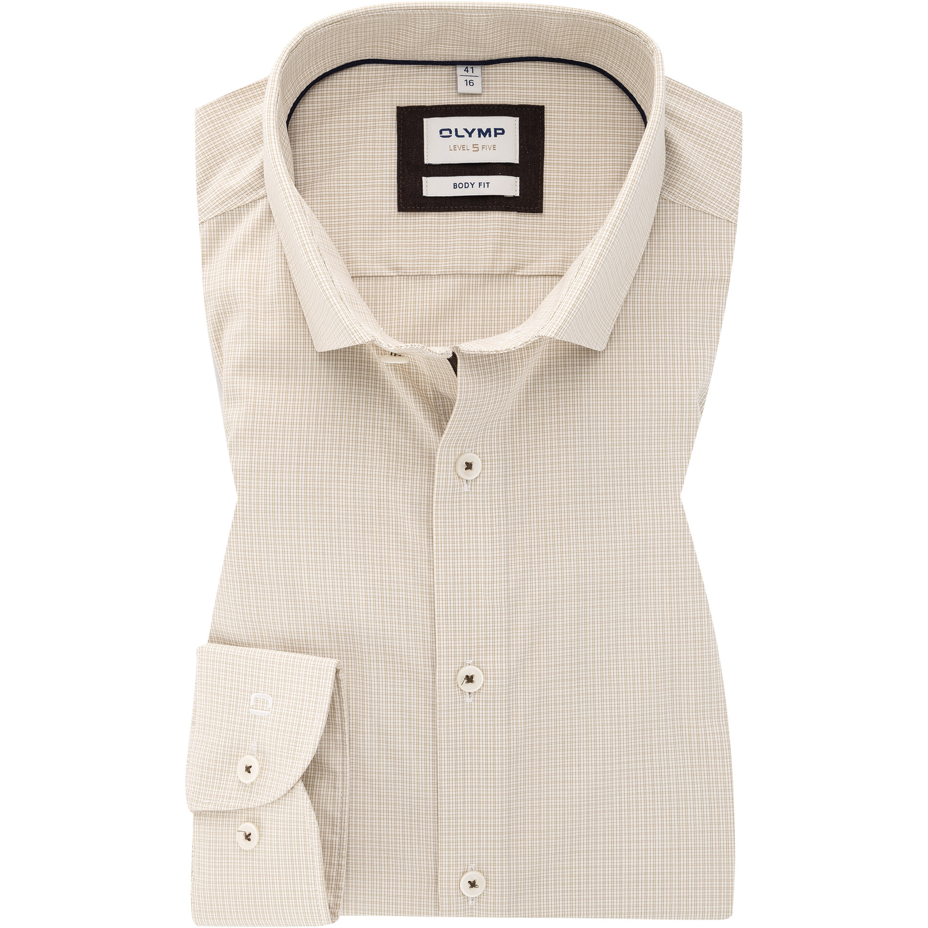 OLYMP Herren Hemd beige kariert