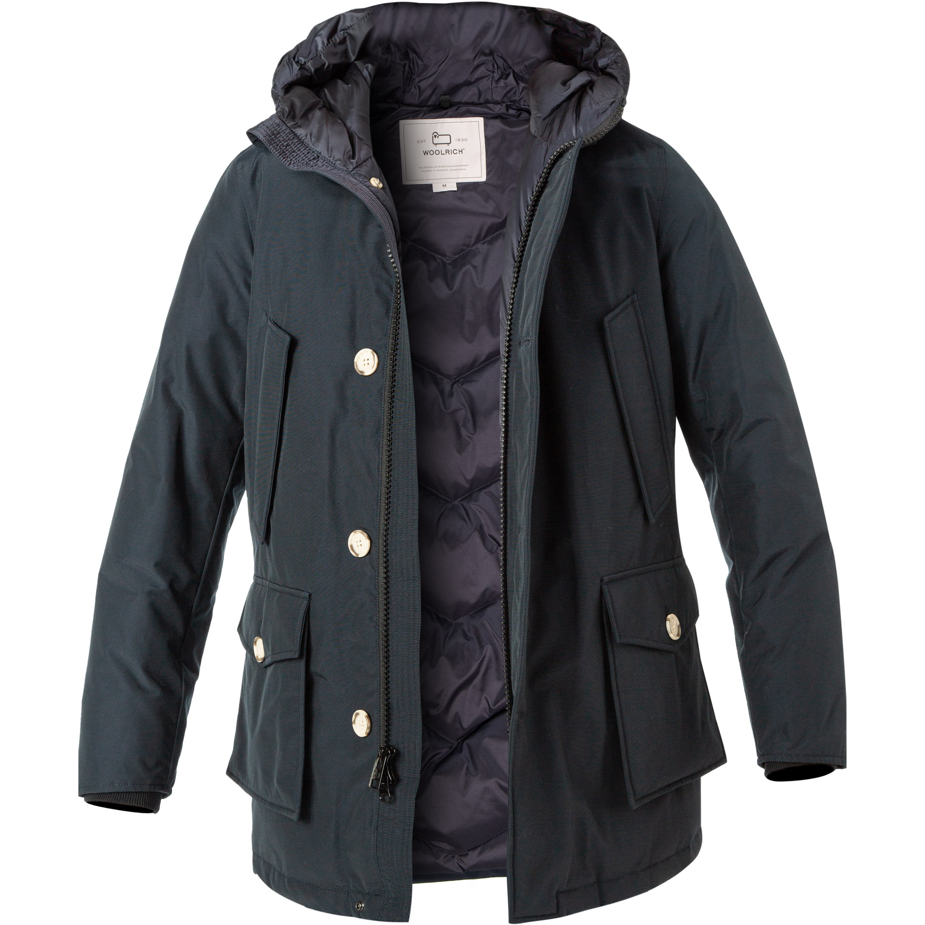 WOOLRICH Herren Daunenparka blau Baumwolle unifarben