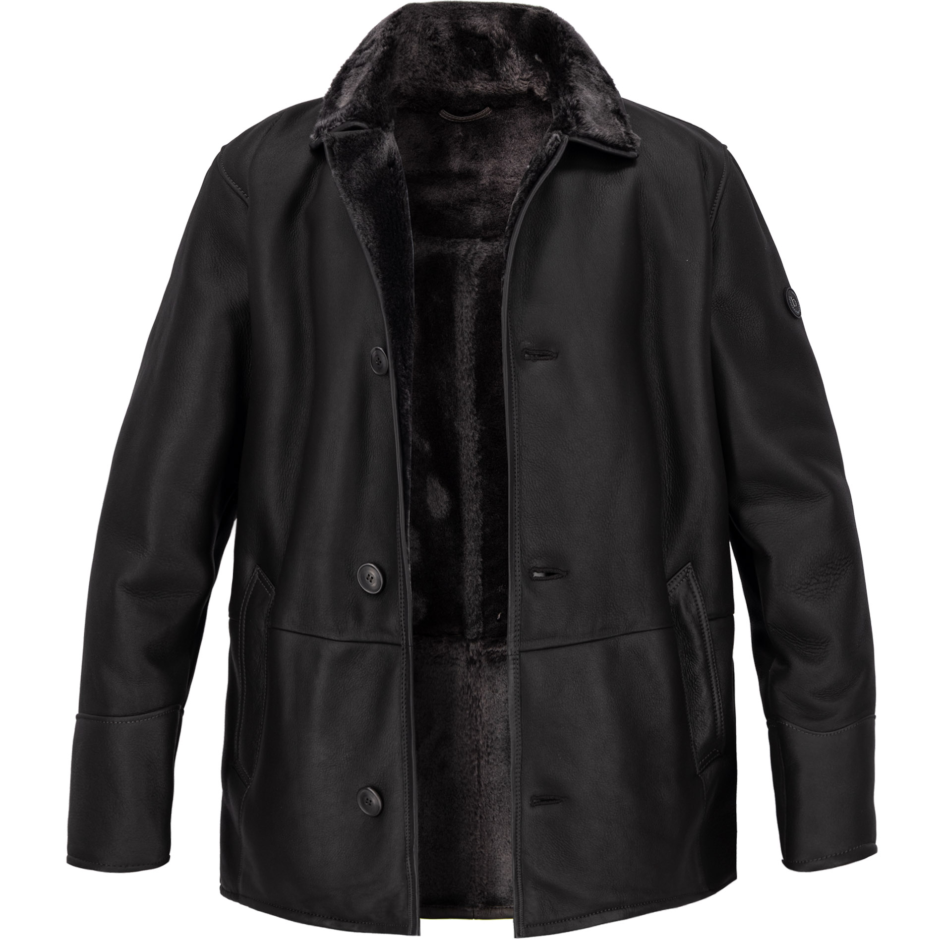 bugatti Herren Lederjacke braun unifarben