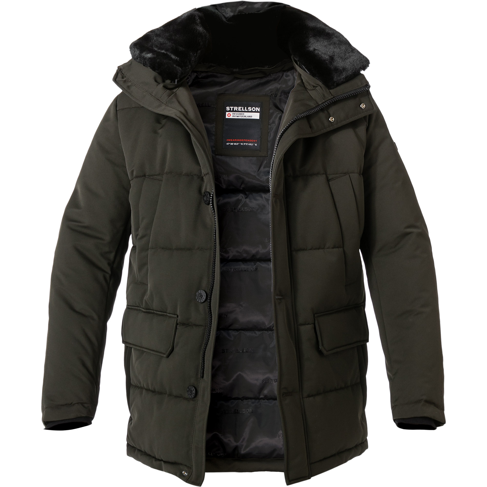 Strellson Herren Steppjacke grün unifarben