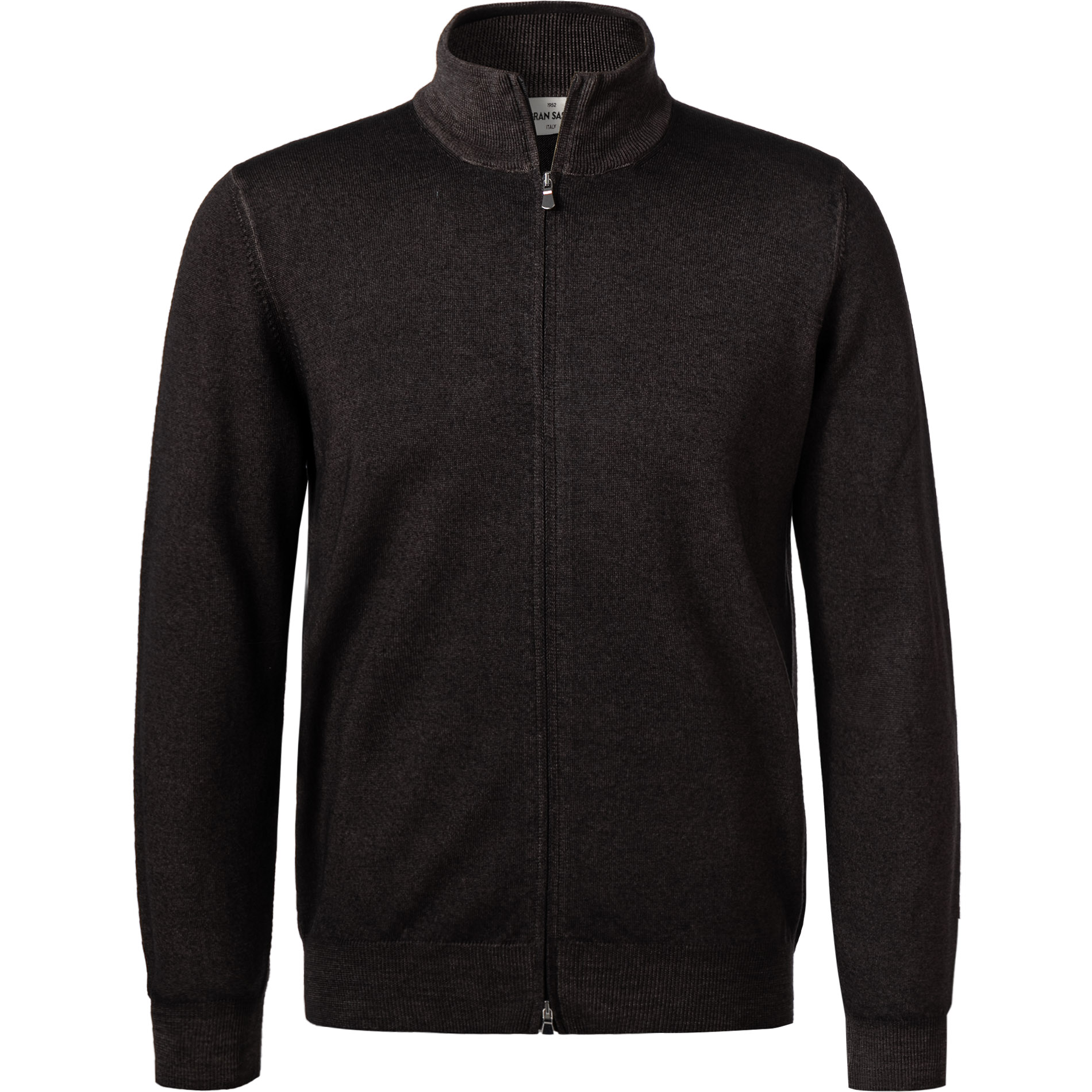 Gran Sasso Herren Cardigan braun Schurwolle unifarben