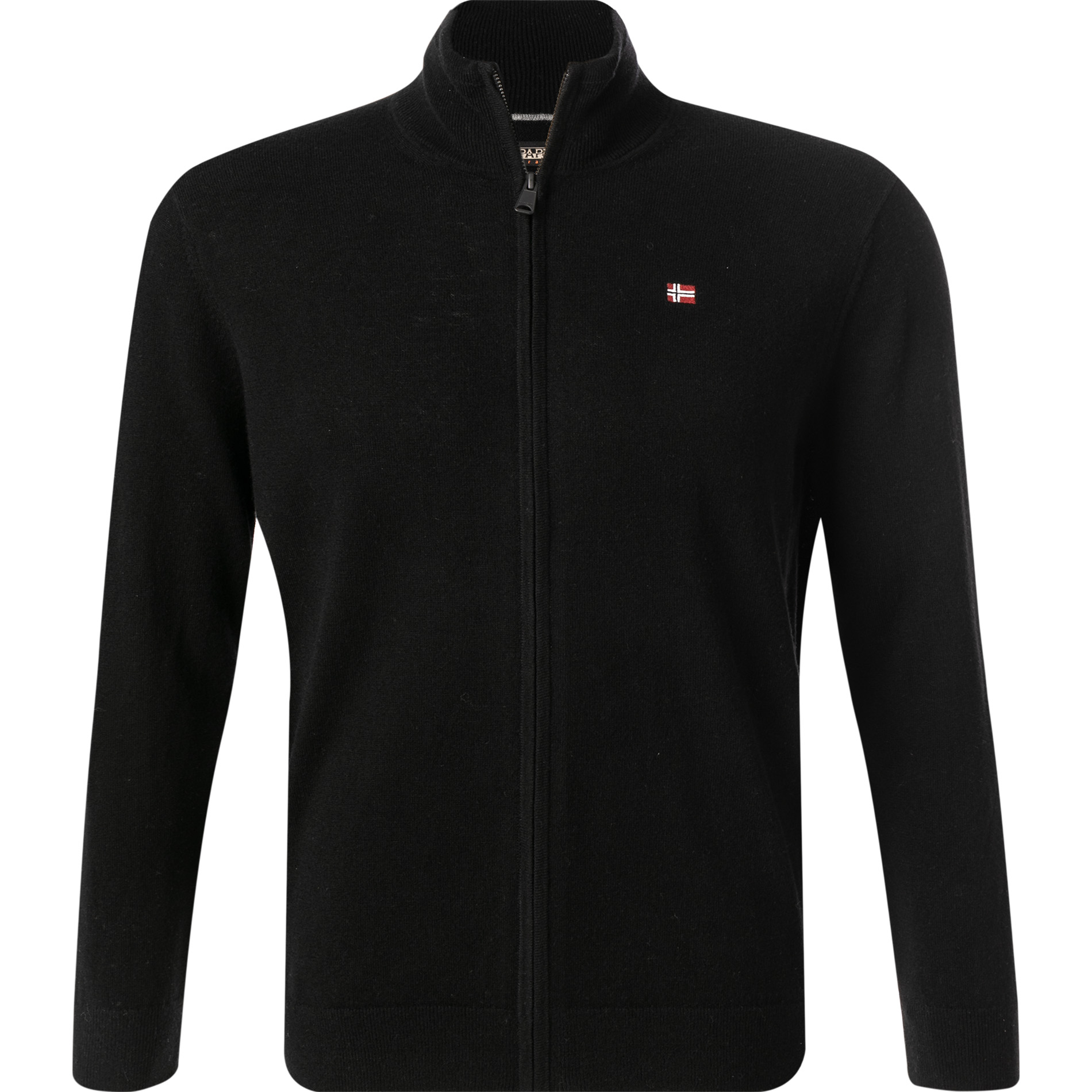 NAPAPIJRI Herren Cardigan schwarz Merinowolle unifarben