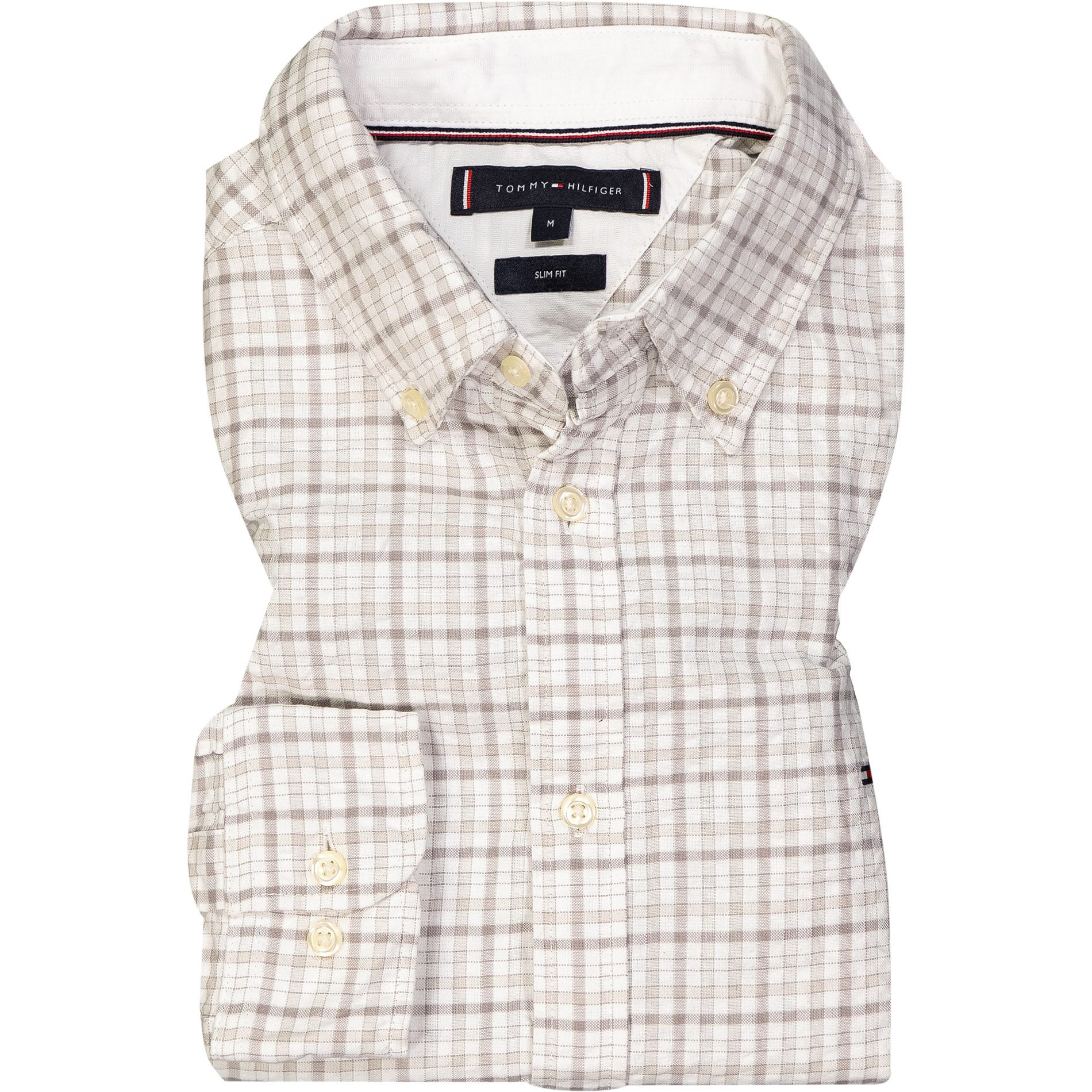 Tommy Hilfiger Herren Hemd beige kariert Slim Fit