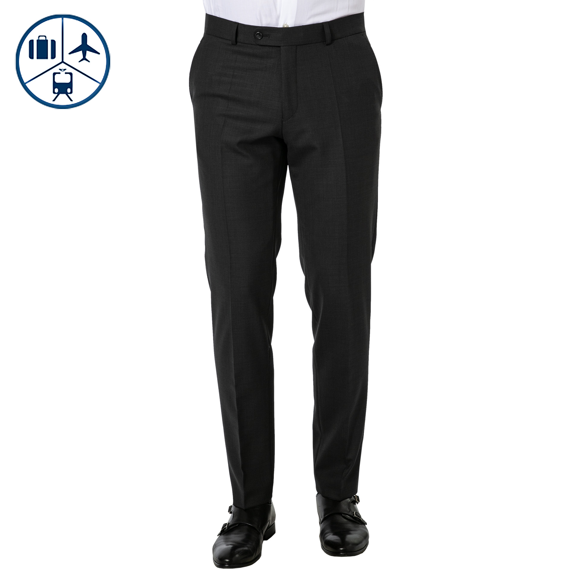 Carl Gross Herren Hose grau Woll-Stretch meliert