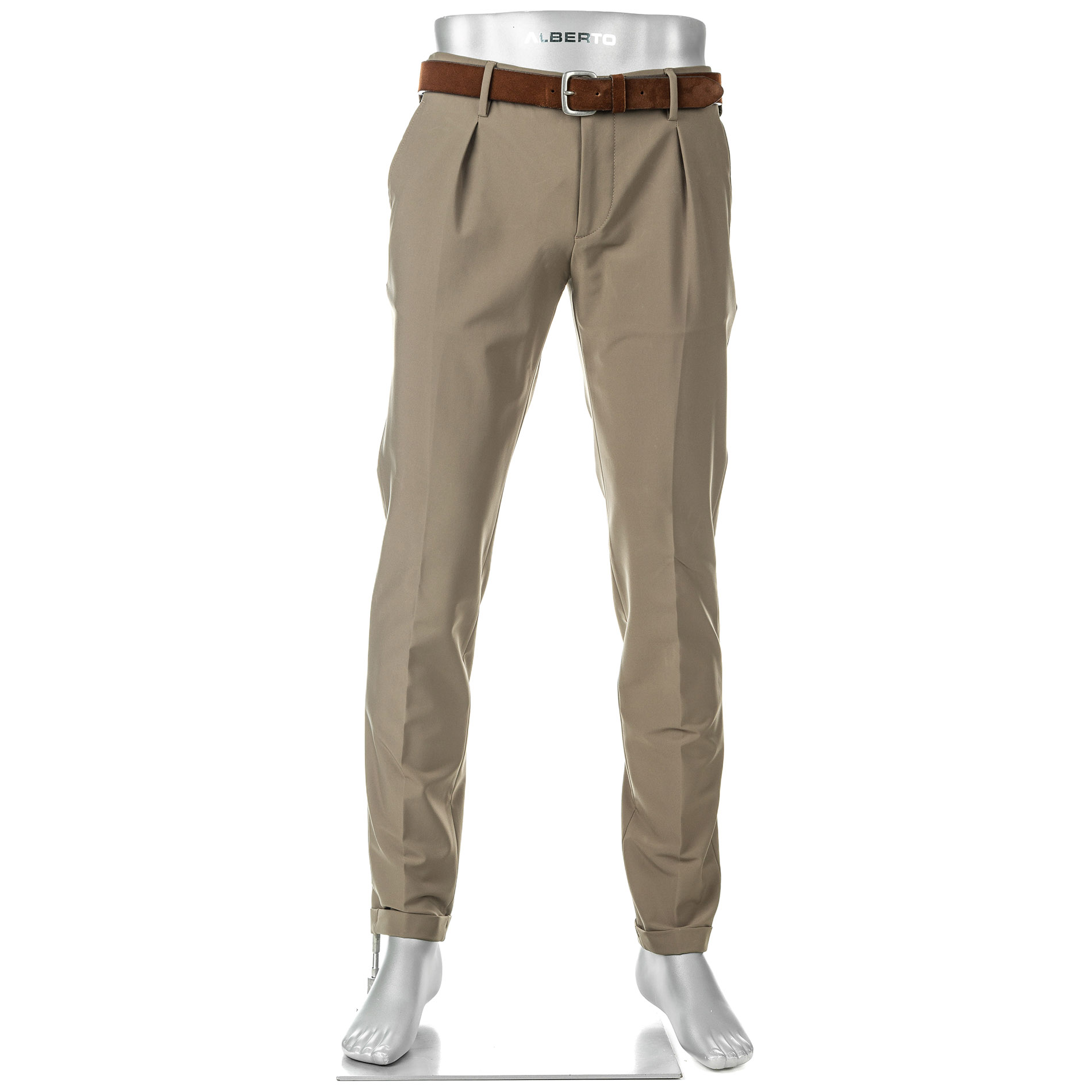 Alberto Herren Bundfaltenhose braun