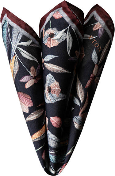 Einstecktuch, Seide, navy-rosa gemustert