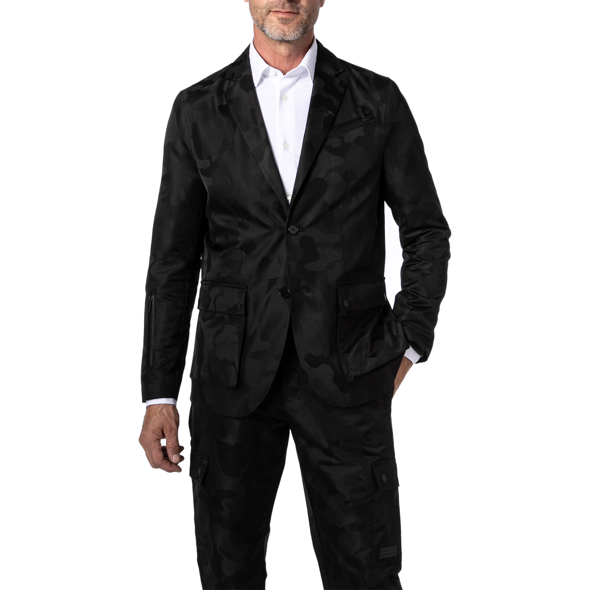 KARL LAGERFELD Herren Sakko schwarz Mikrofaser gemustert