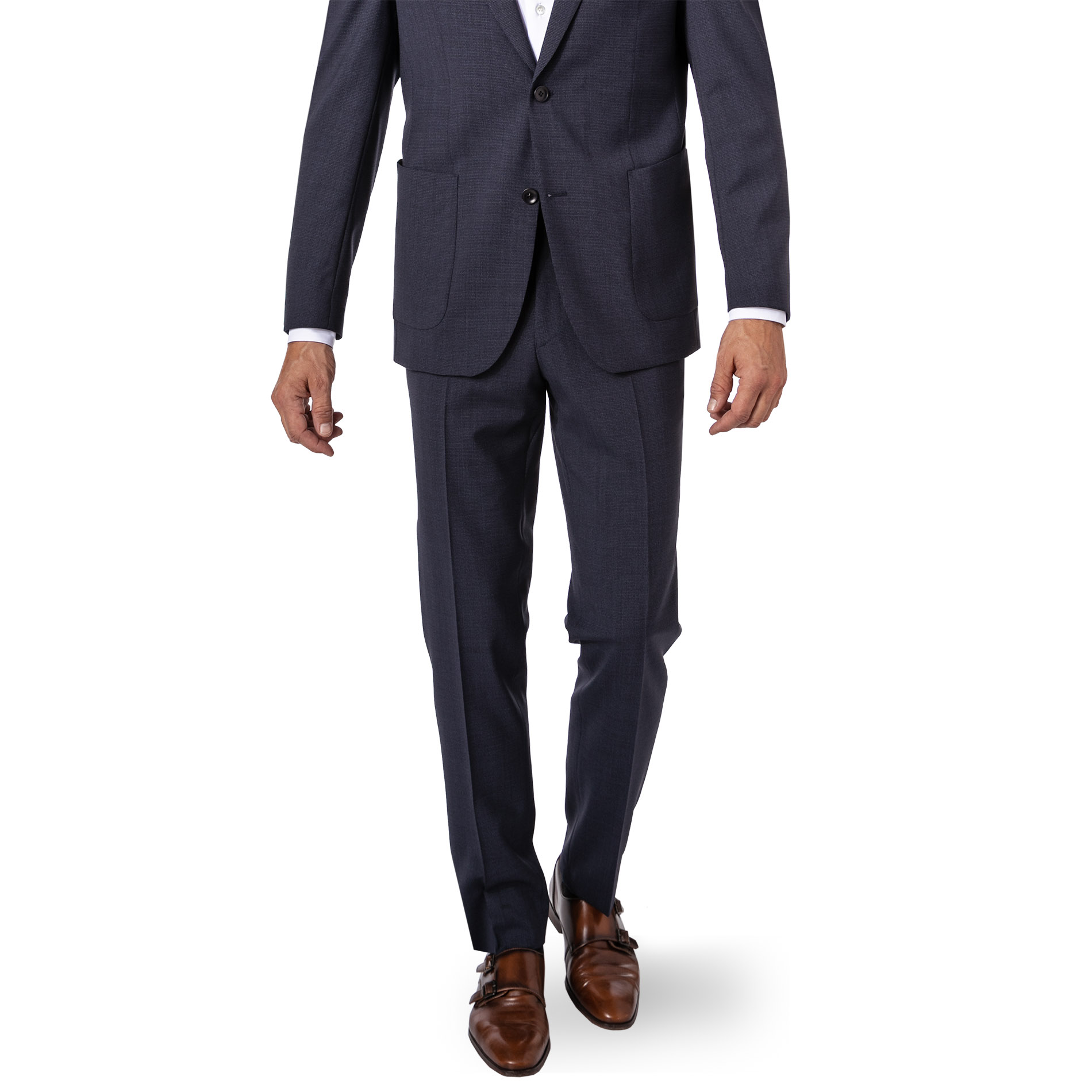 Carl Gross Herren Hose blau Schurwolle meliert