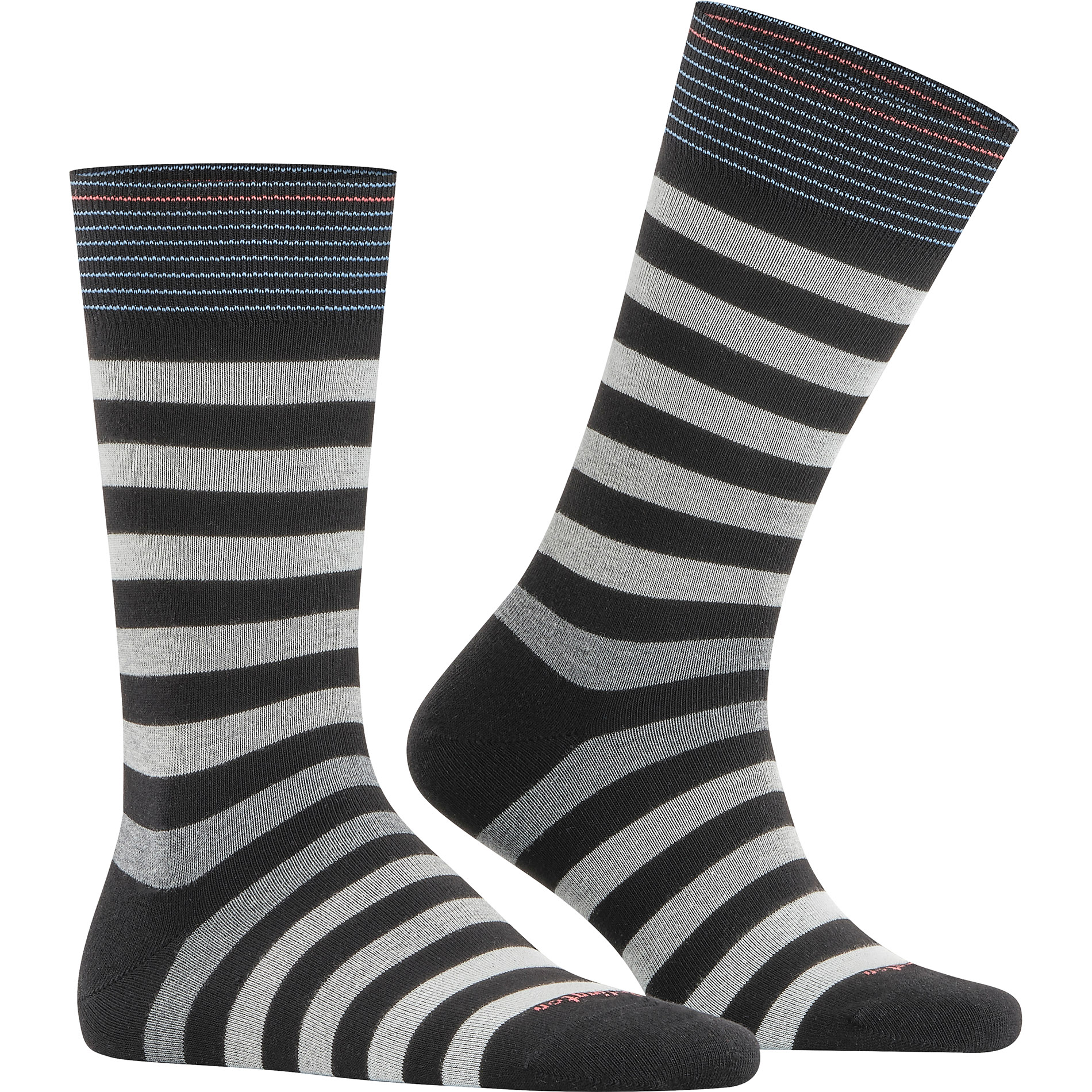 Burlington Herren Socken schwarz Baumwolle gestreift