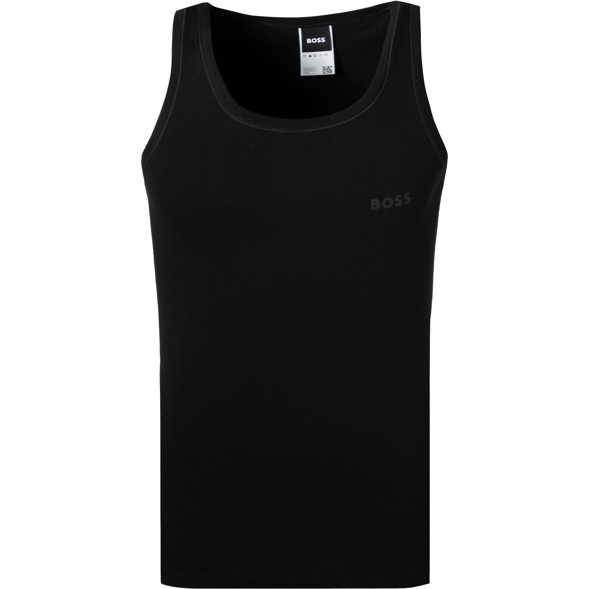 BOSS Black Herren Tanktop schwarz Reine Baumwolle unifarben