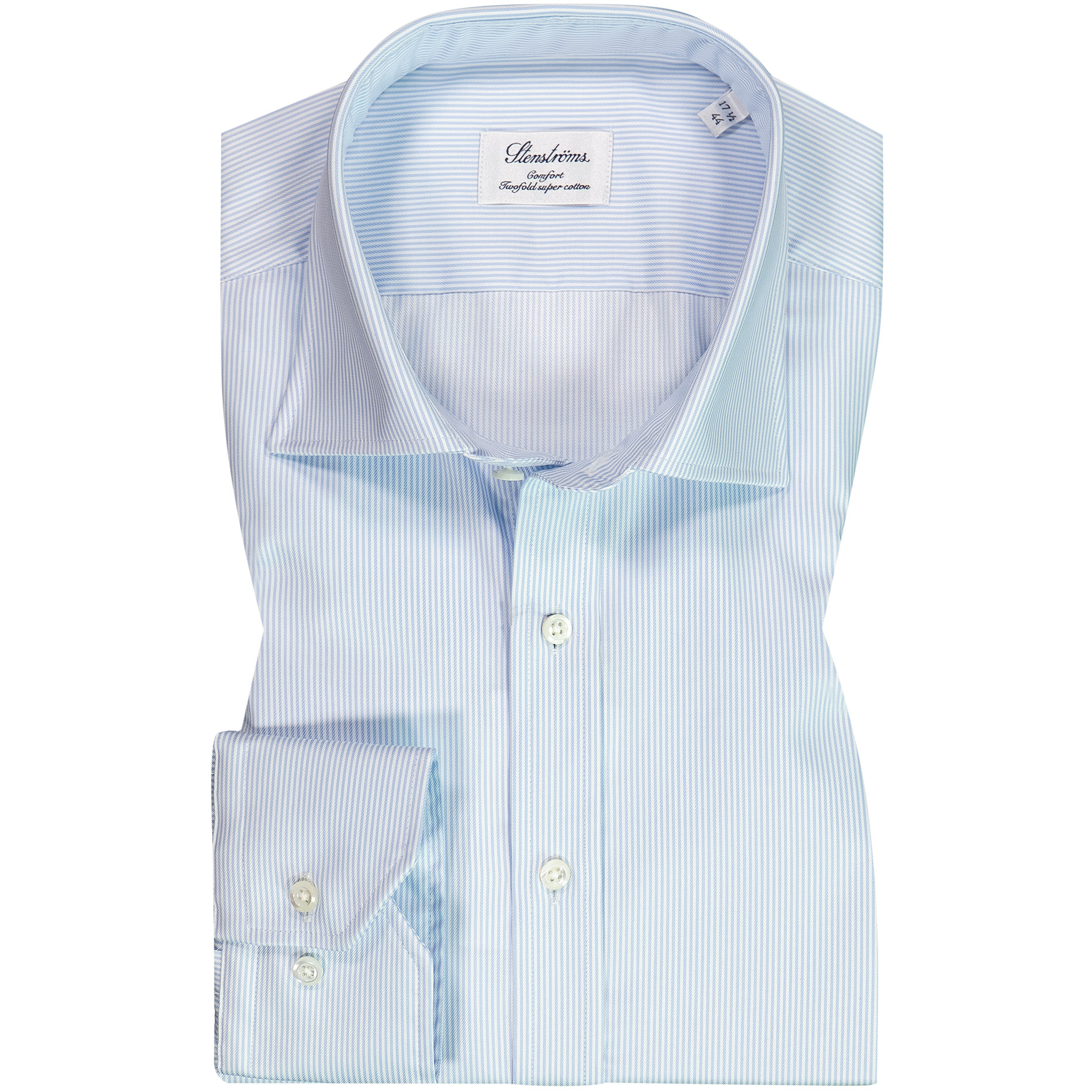 Stenströms Herren Hemd blau Baumwolle gestreift Comfort Fit