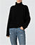 Rollkragenpullover in breitem Rippenstrick - schwarz