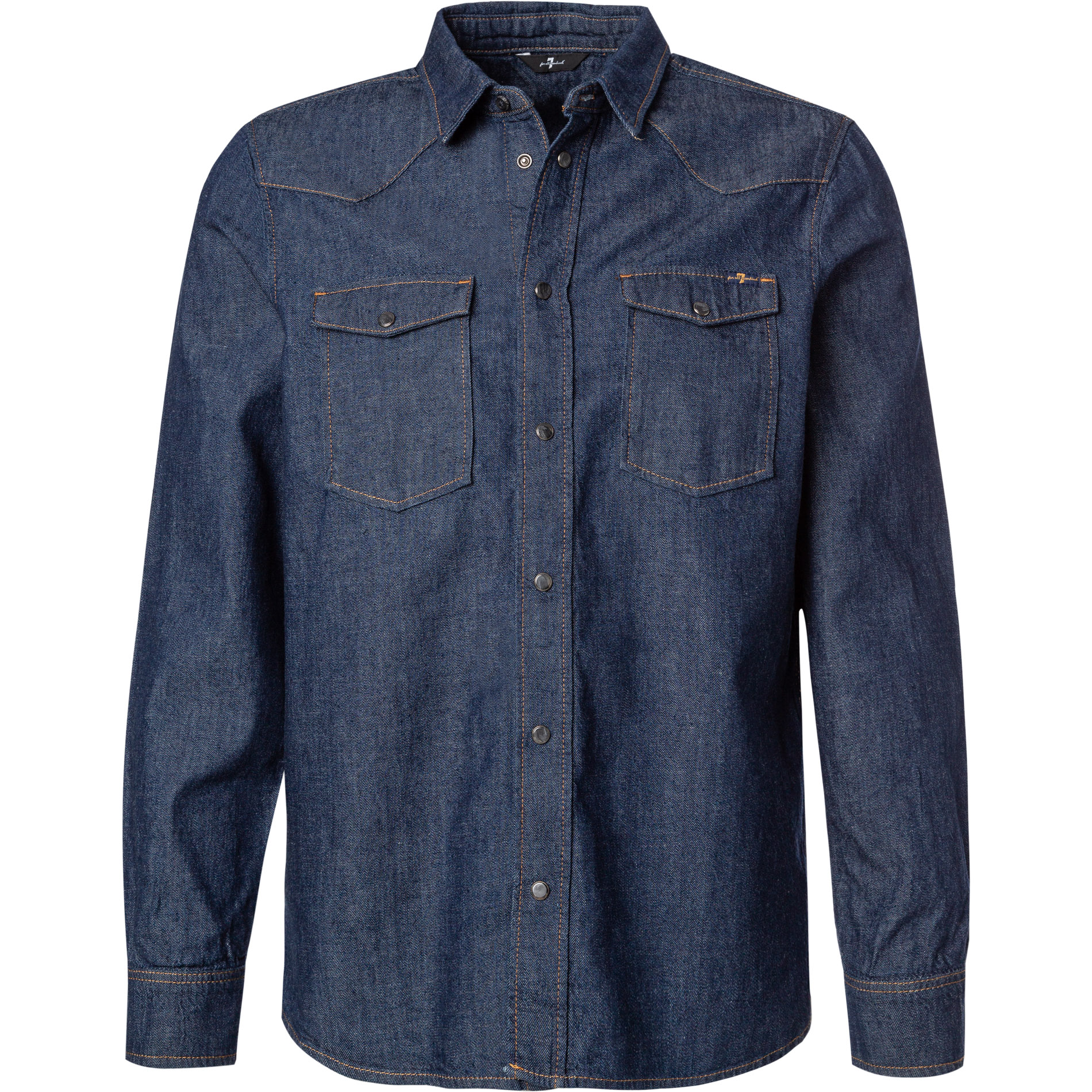 7 for all mankind Herren Jeanshemd blau Baumwolle