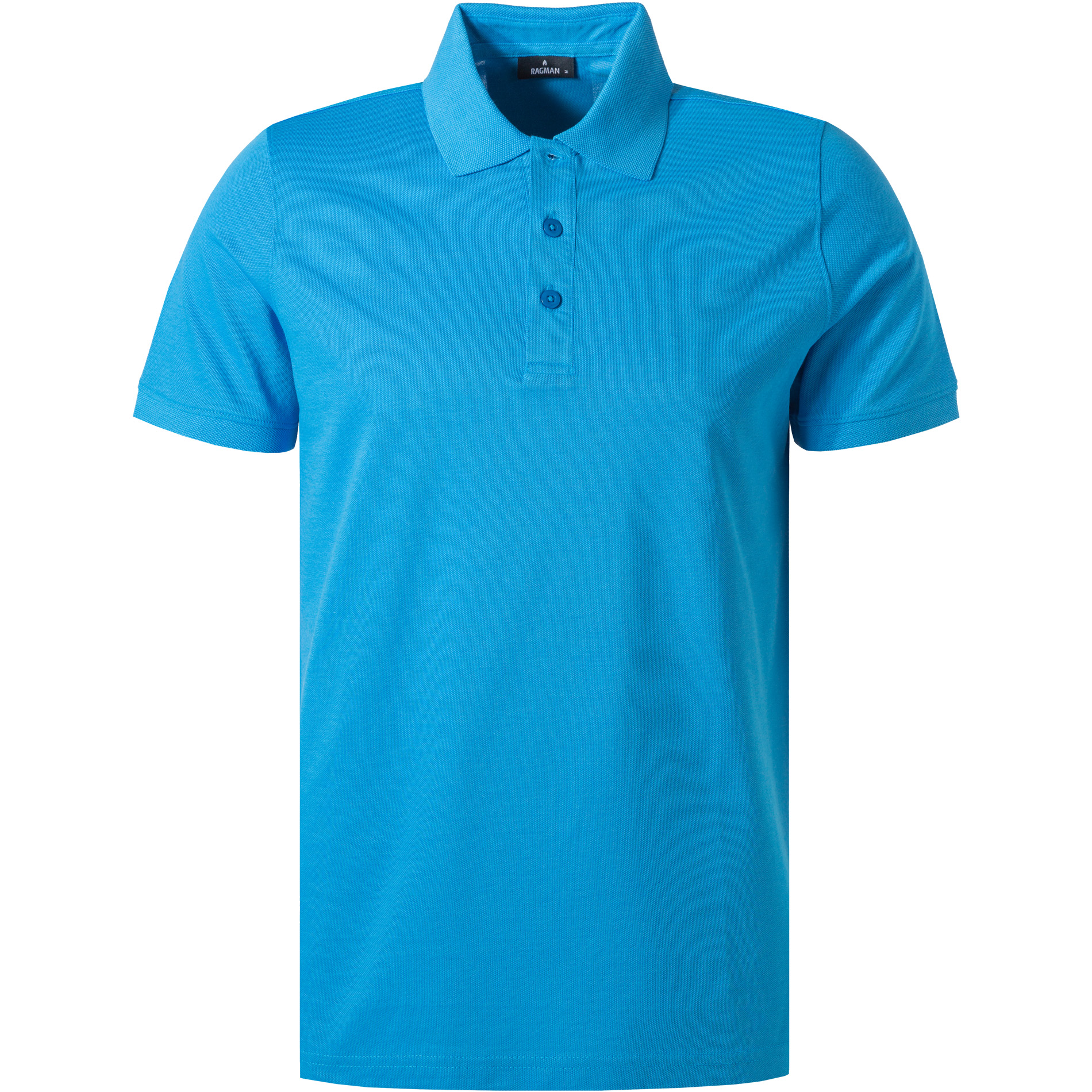RAGMAN Herren Polo-Shirt blau Baumwoll-Piqué
