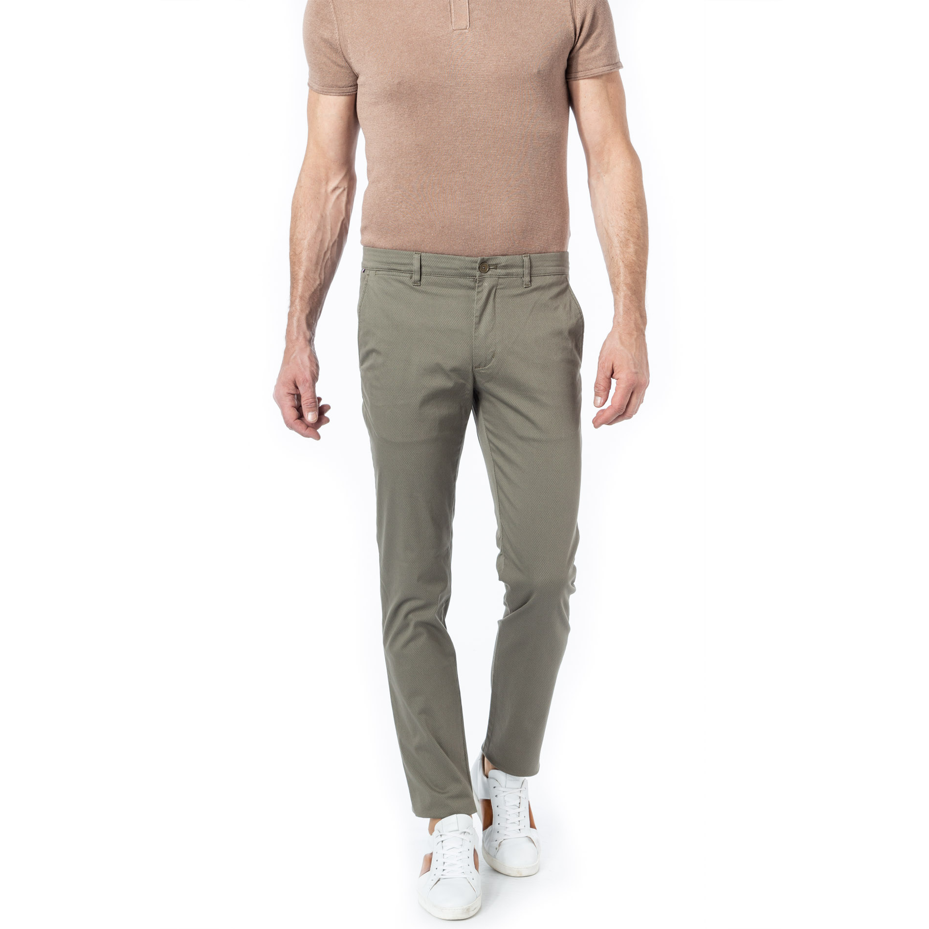 Tommy Hilfiger Herren Hose grün Baumwolle gemustert Slim Fit