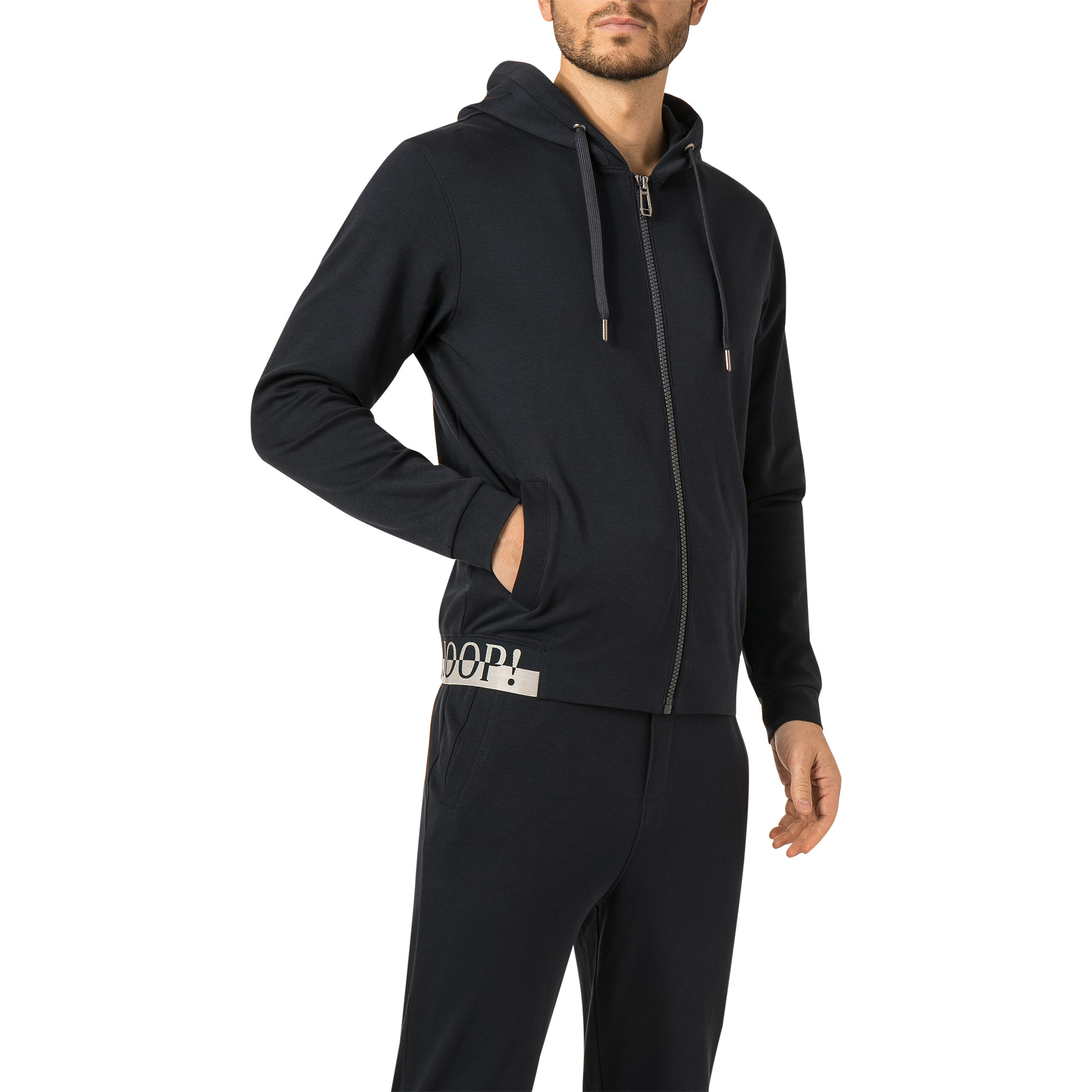 JOOP! Herren Sweatjacke blau Jersey-Baumwolle unifarben