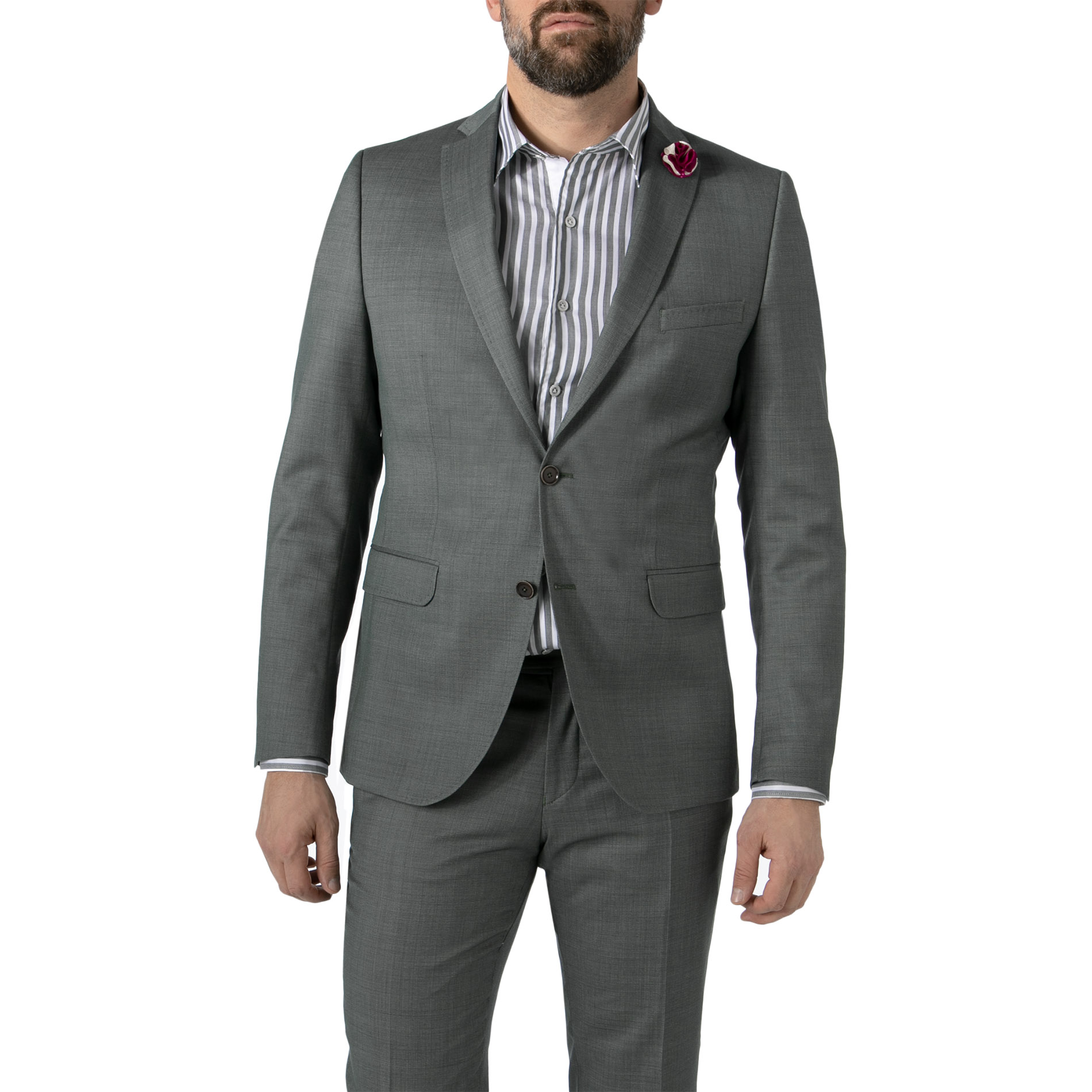 CG Herren Sakko grün Schurwoll-Stretch meliert Slim Fit