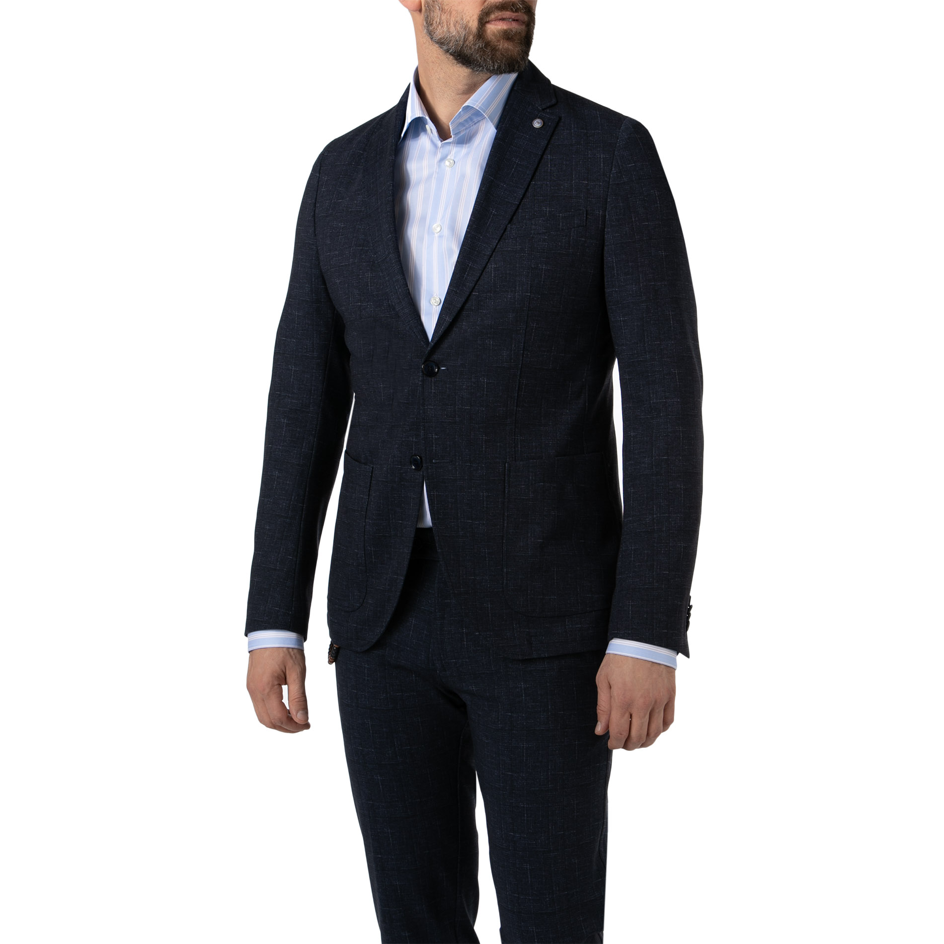 CG Herren Sakko blau Jersey meliert Slim Fit