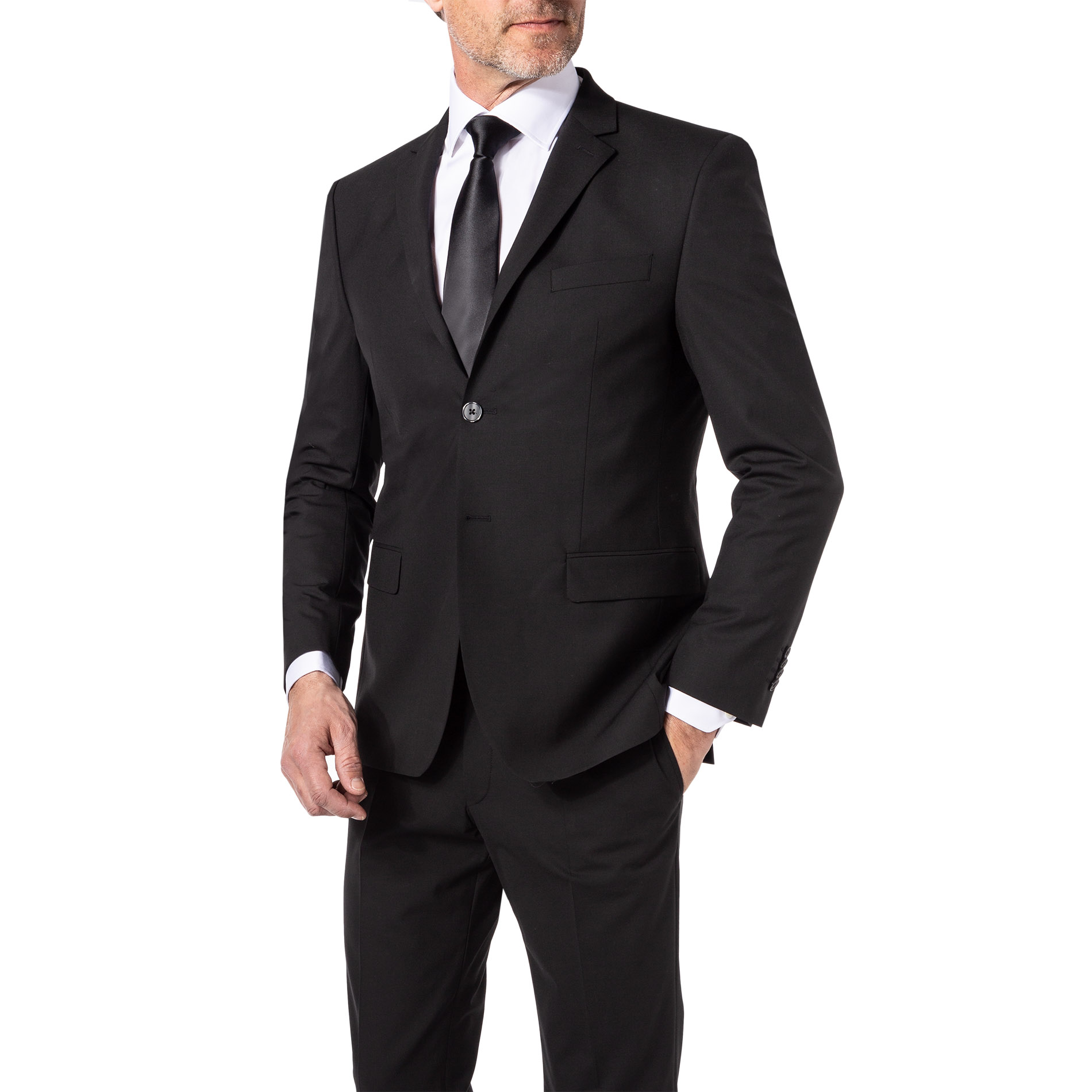 HECHTER PARIS Herren Sakko schwarz Schurwoll-Stretch