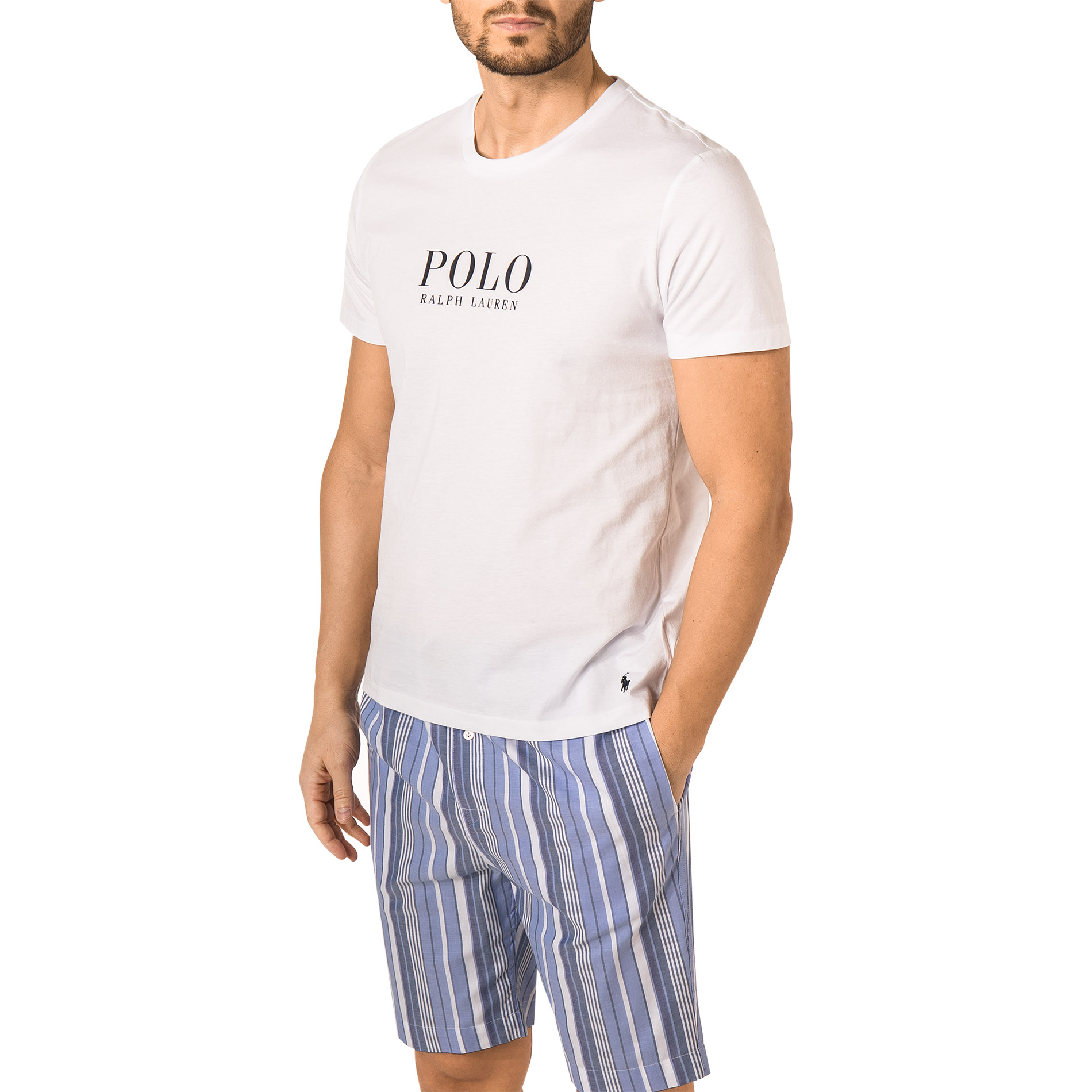 Polo Ralph Lauren Herren T-Shirt weiß Jersey-Baumwolle unifarben