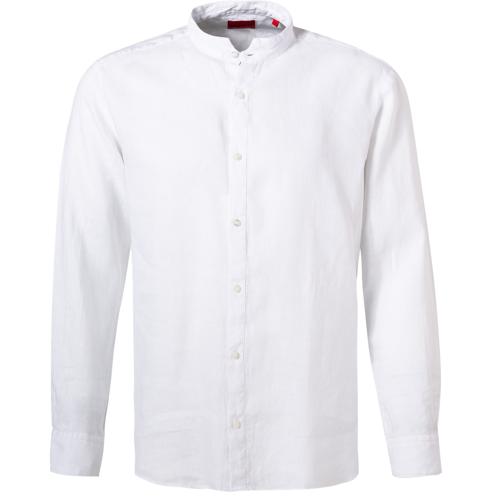 HUGO Herren Hemd weiß Leinen Slim Fit