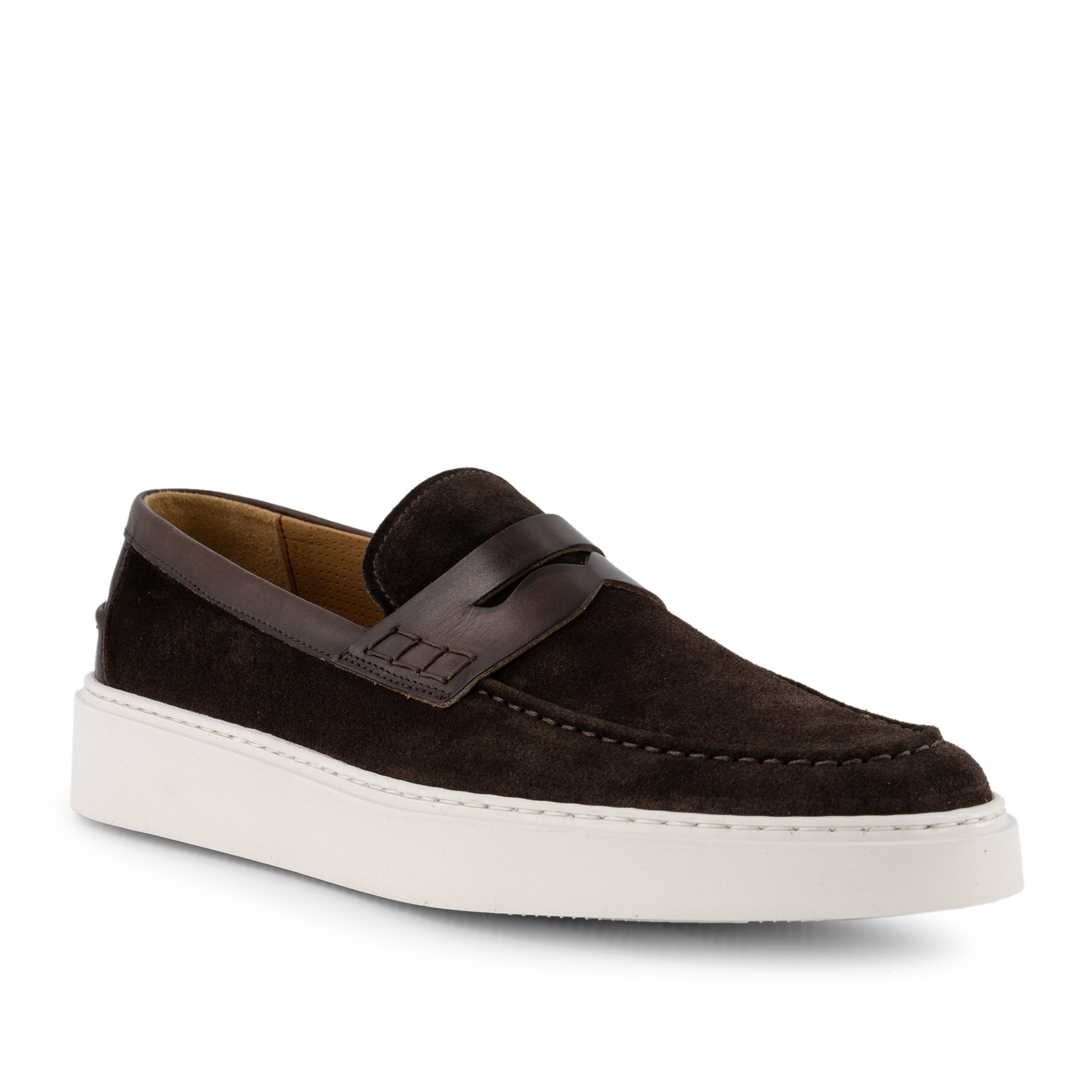 rosso e nero Herren Slipper braun Veloursleder