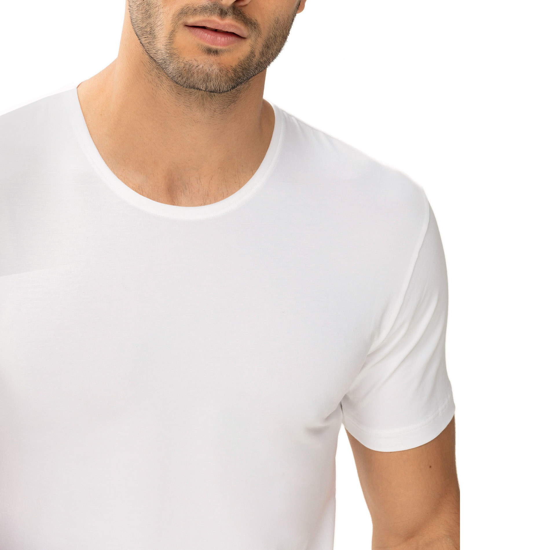 Mey Herren T-Shirt weiß Baumwolle & Mix unifarben