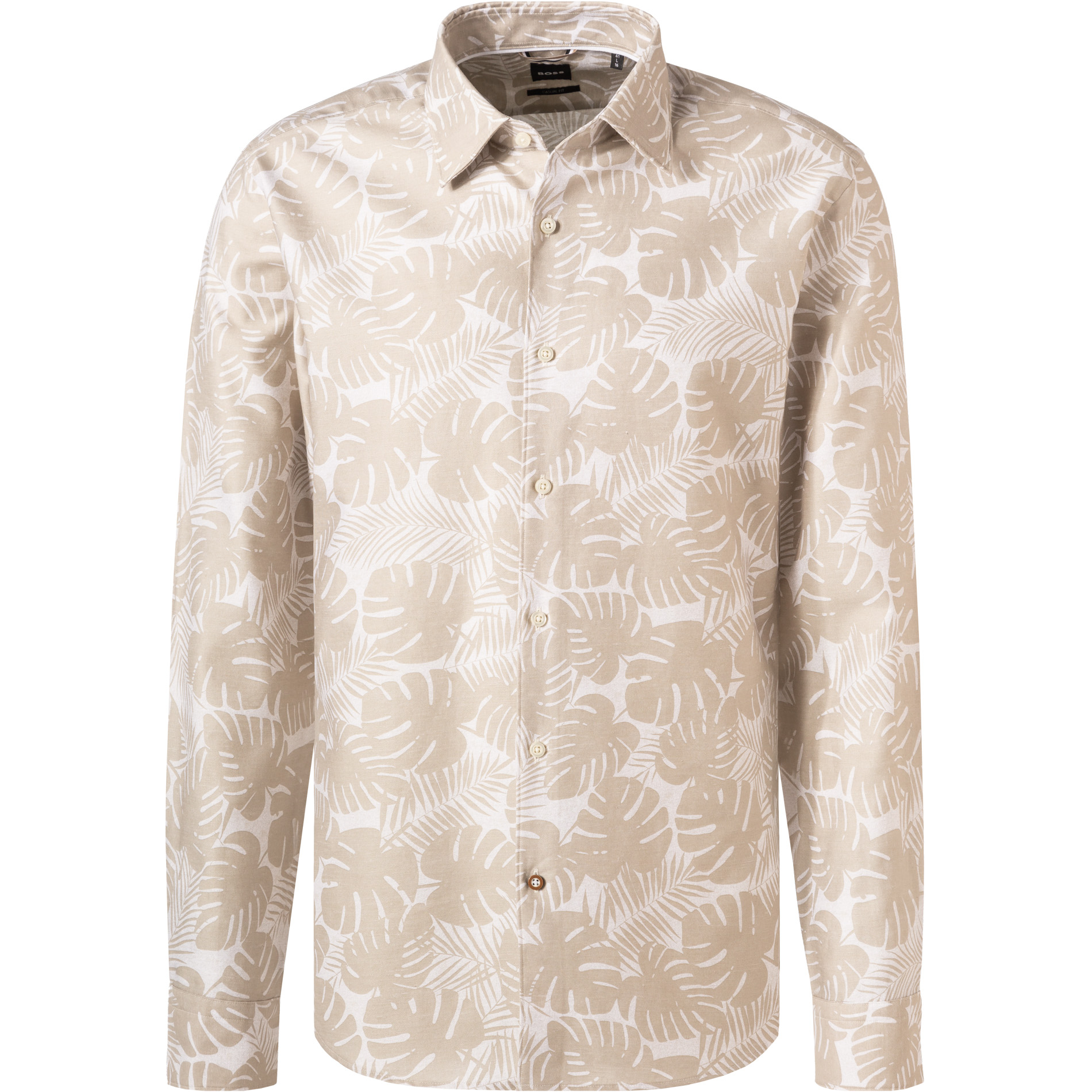 BOSS Black Herren Hemd beige geblümt