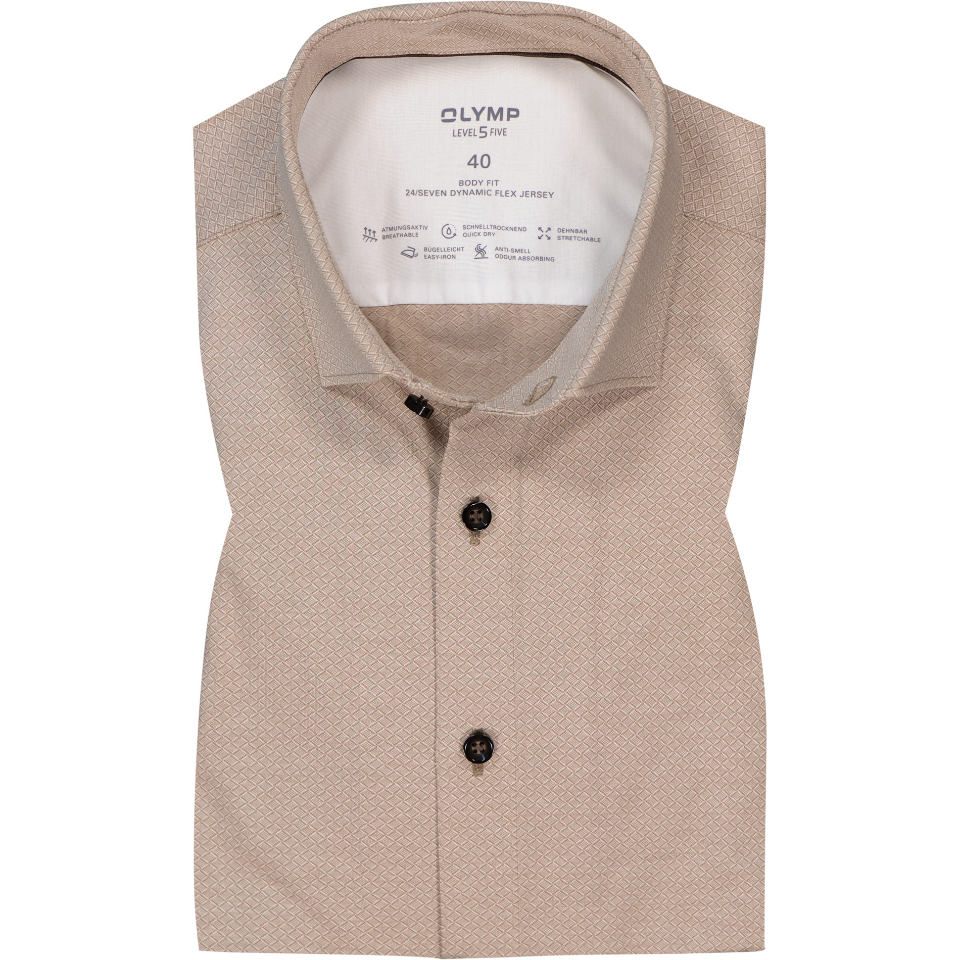 OLYMP Herren Hemd beige gemustert