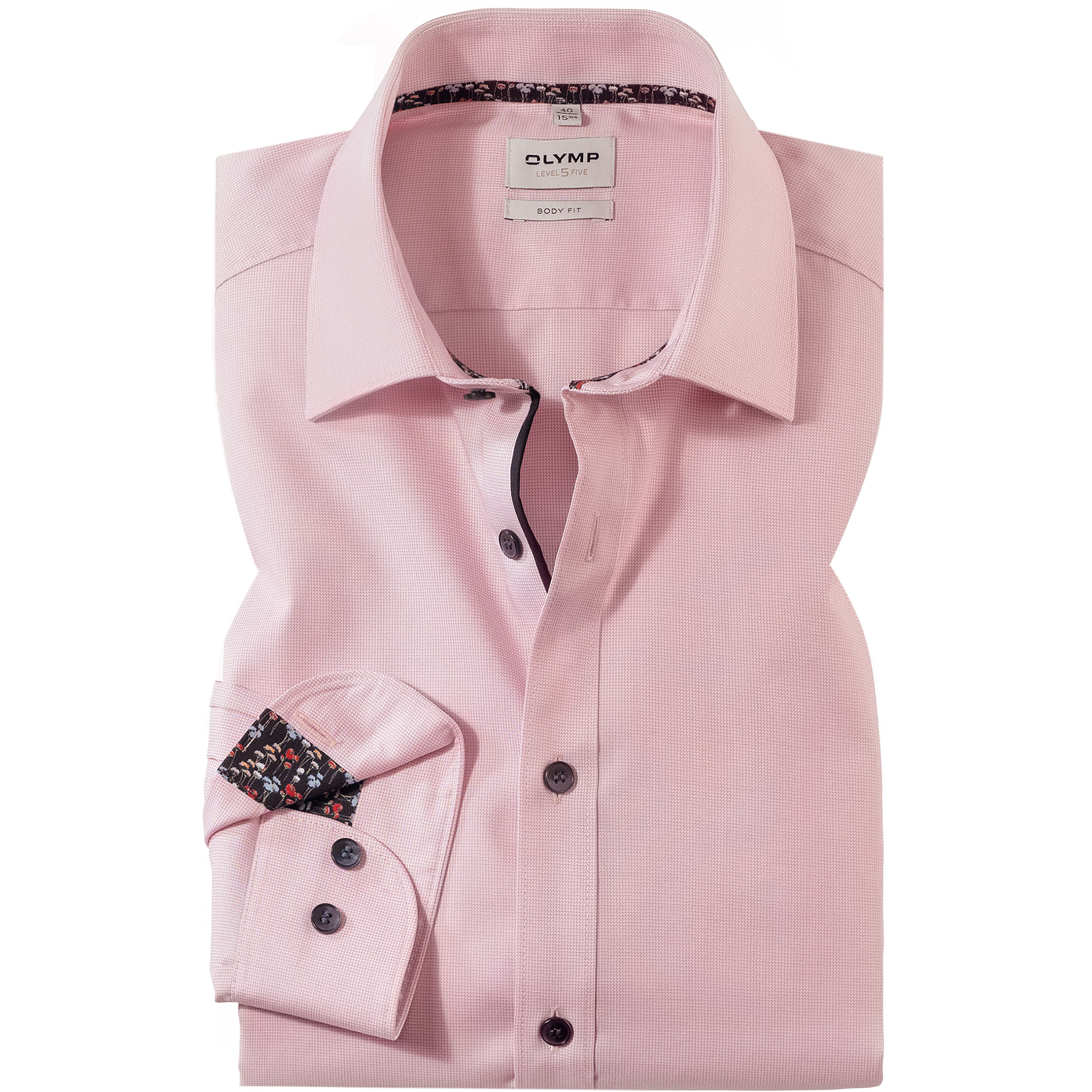 OLYMP Herren Hemd rot Baumwoll-Stretch meliert