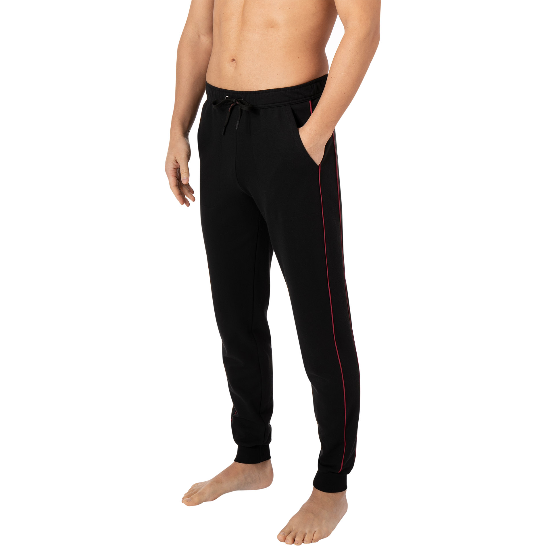 CALIDA Herren Pyjamahose schwarz Jersey-Baumwolle unifarben