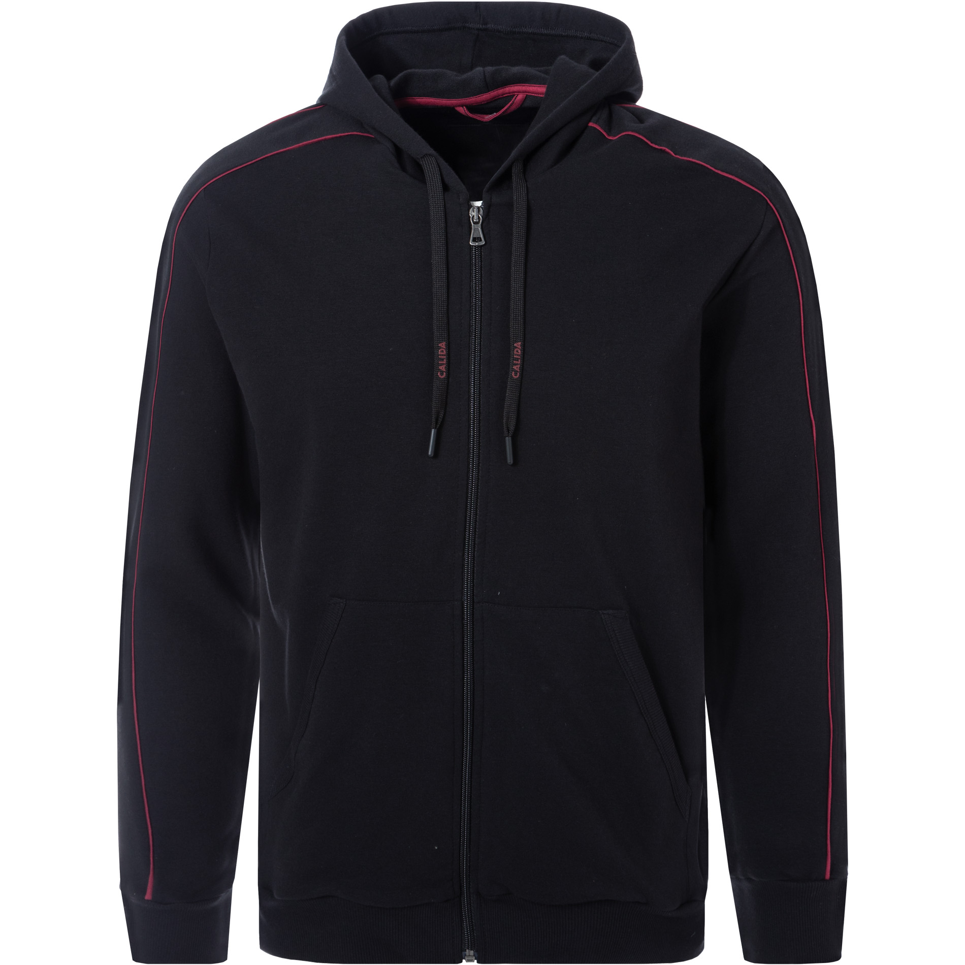 CALIDA Herren Sweatjacke schwarz Baumwolle unifarben