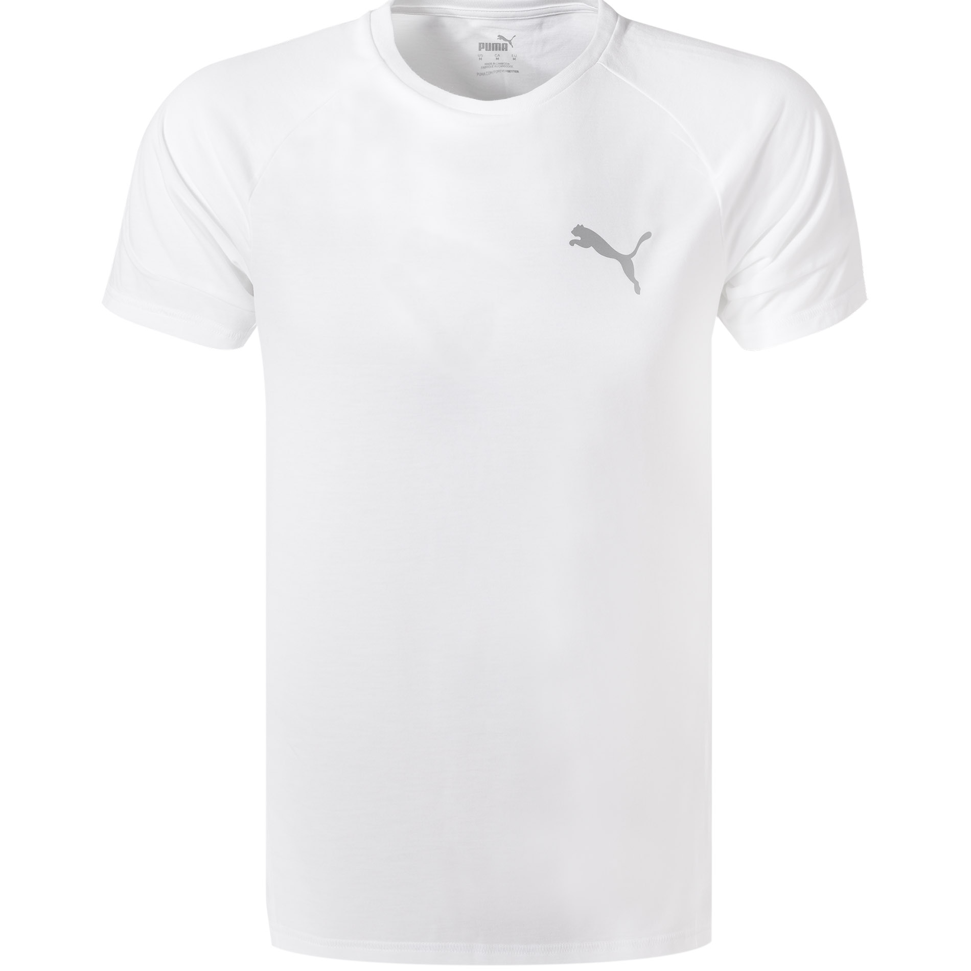 PUMA Herren T-Shirt weiß Mikrofaser/Funktion unifarben Slim Fit