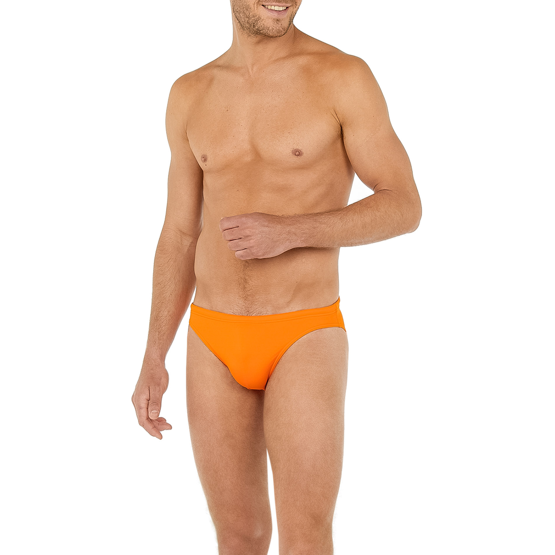 Hom Herren Badeslip Orange Unifarben
