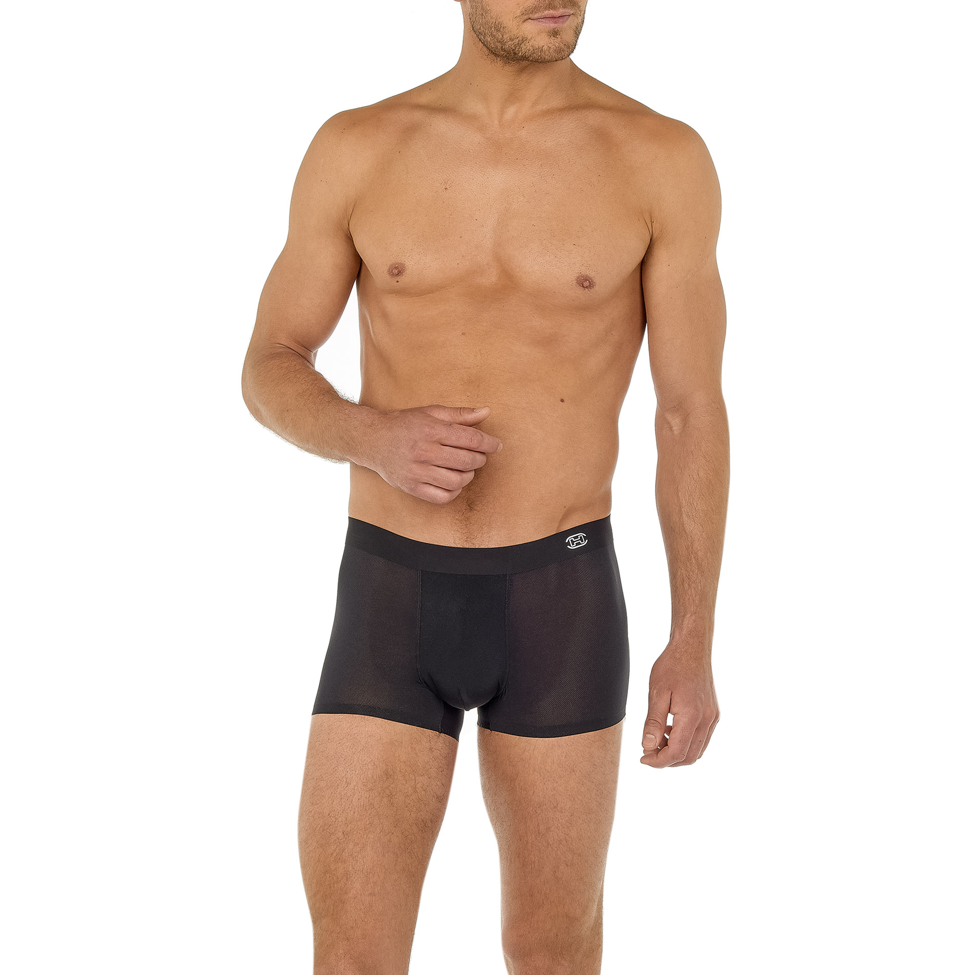 HOM Herren Trunk Schwarz Mikrofaser Unifarben
