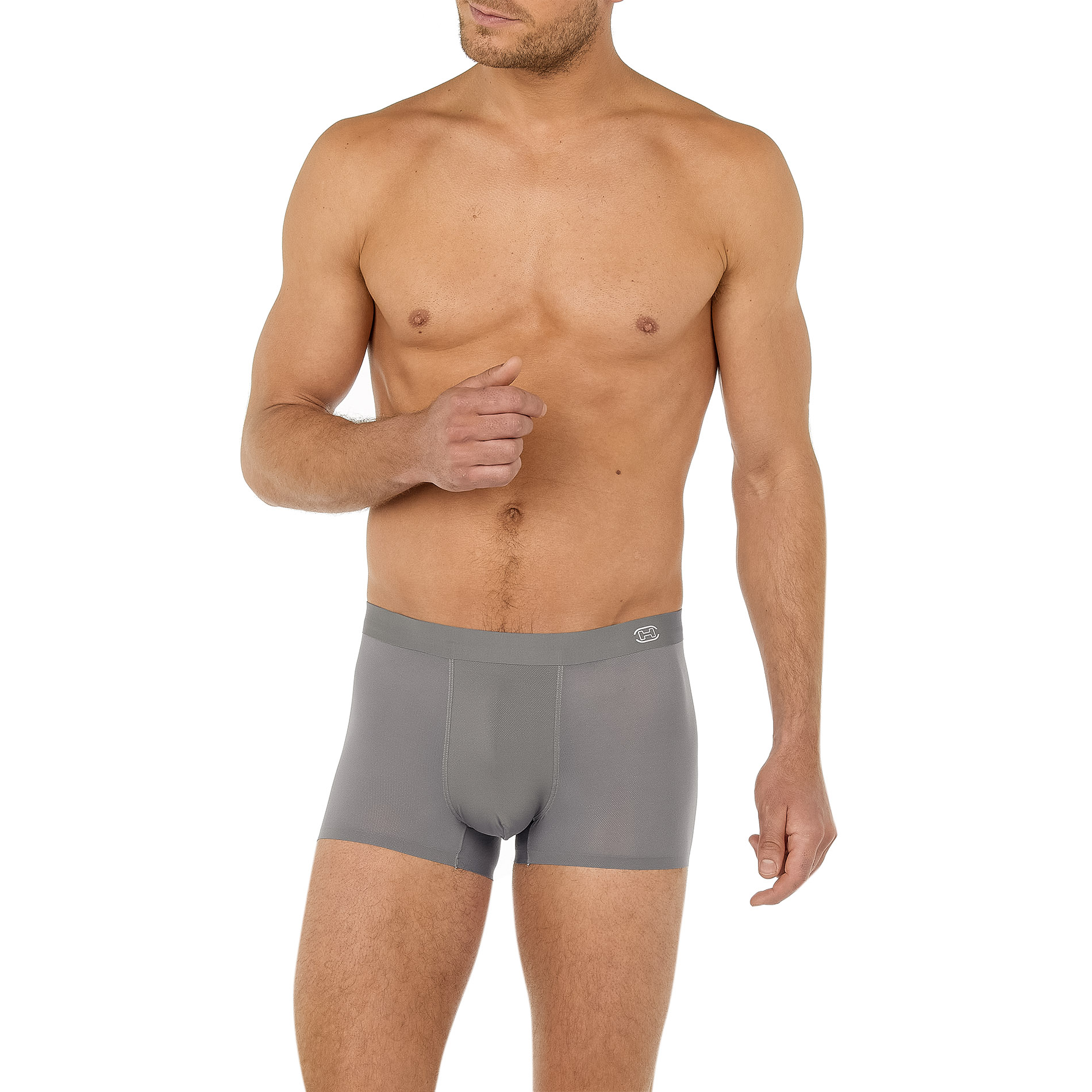 HOM Herren Trunk Grau Mikrofaser Unifarben