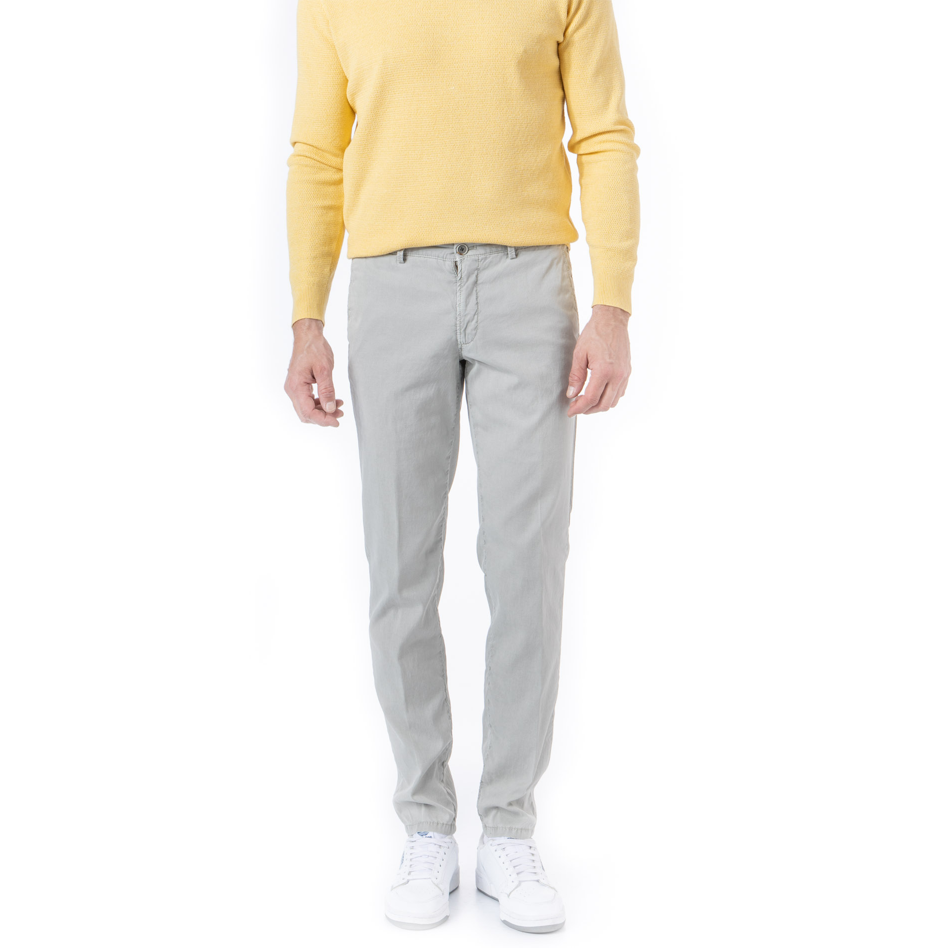HILTL Herren Hose grau Baumwolle meliert Slim Fit