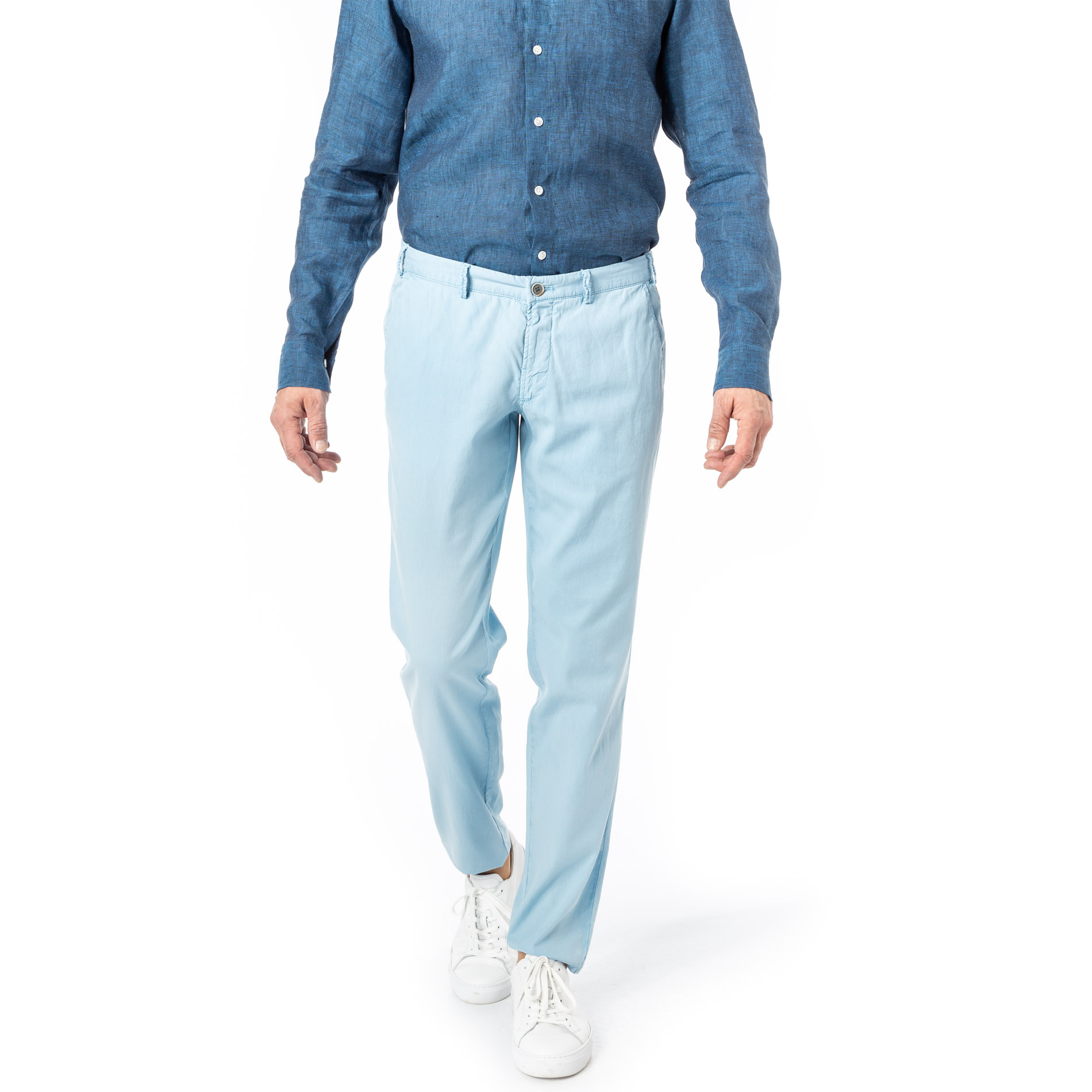 HILTL Herren Hose blau Baumwolle Slim Fit